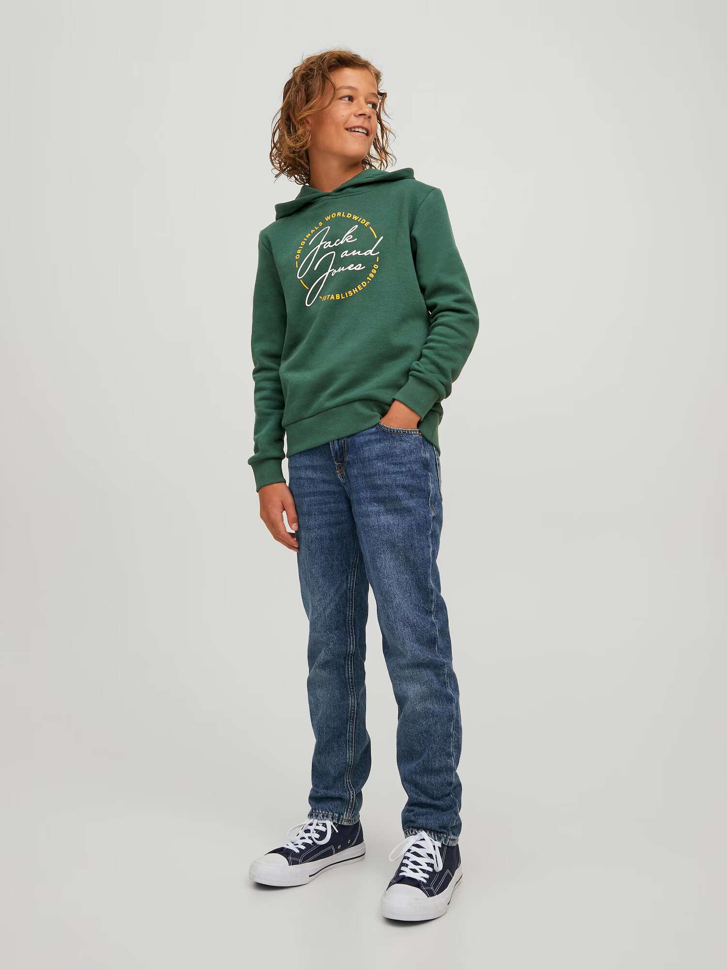 Jack & Jones Junior Bluză de molton 'Jerrys' galben / verde / alb - Pled.ro