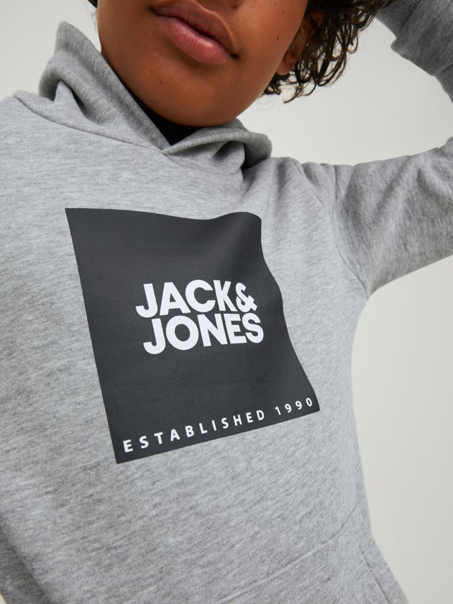 Jack & Jones Junior Bluză de molton 'Lock' gri / negru / alb - Pled.ro