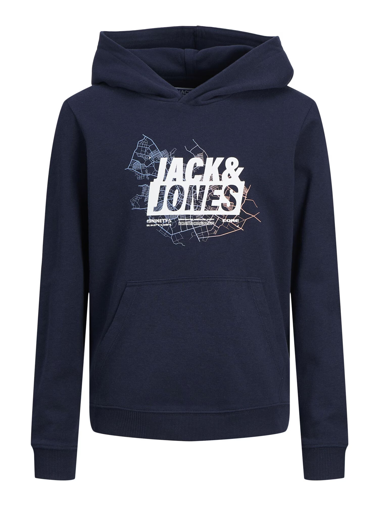 Jack & Jones Junior Bluză de molton 'Map' bleumarin / albastru deschis / portocaliu / alb - Pled.ro