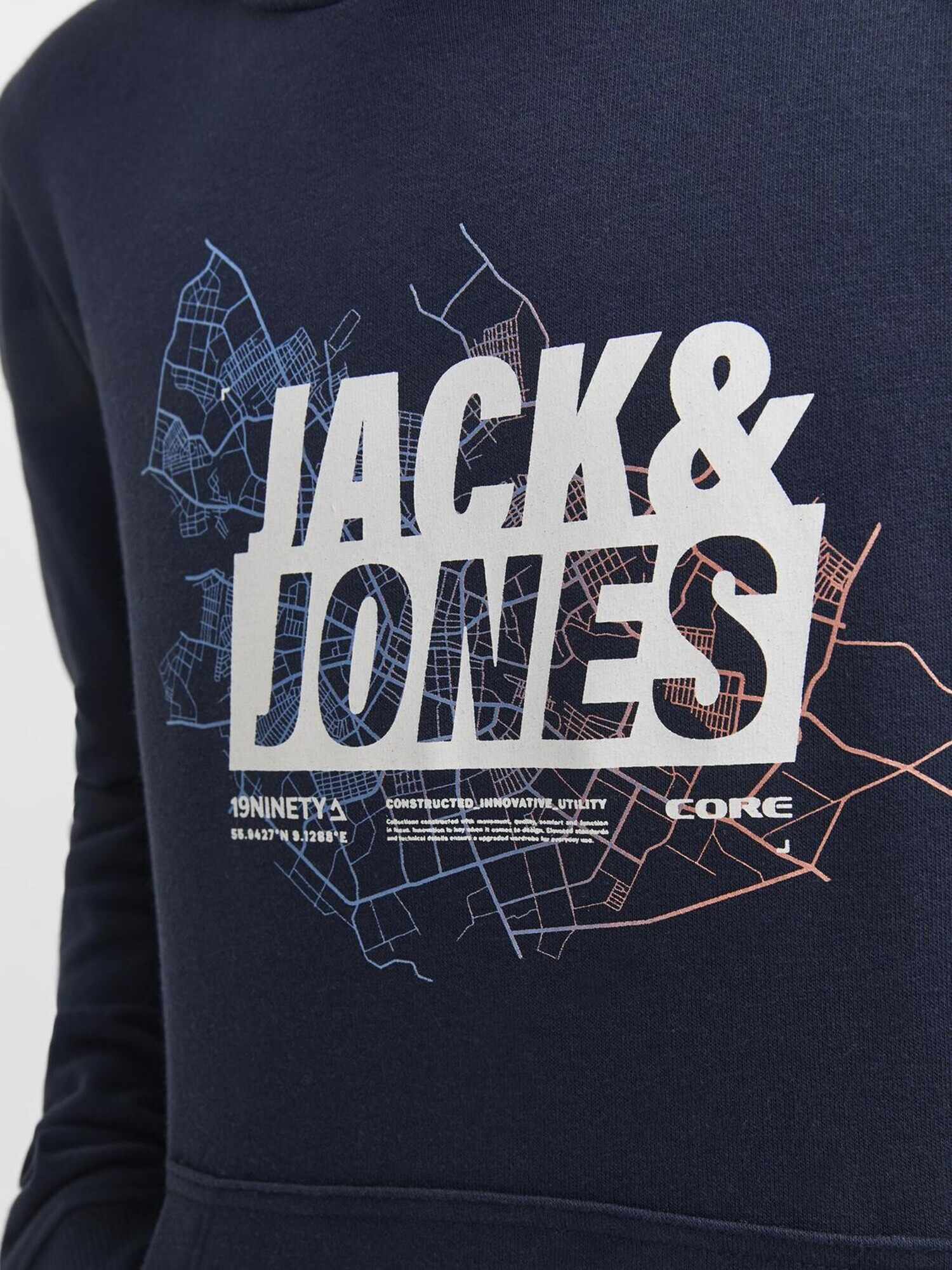 Jack & Jones Junior Bluză de molton 'Map' bleumarin / albastru deschis / portocaliu / alb - Pled.ro