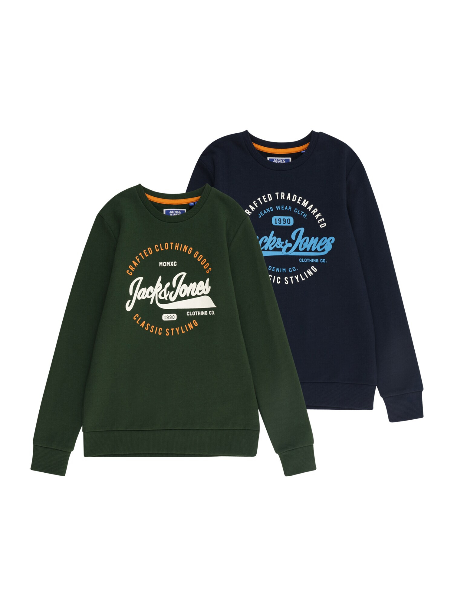 Jack & Jones Junior Bluză de molton 'MIKK' bleumarin / azur / verde pin / alb murdar - Pled.ro