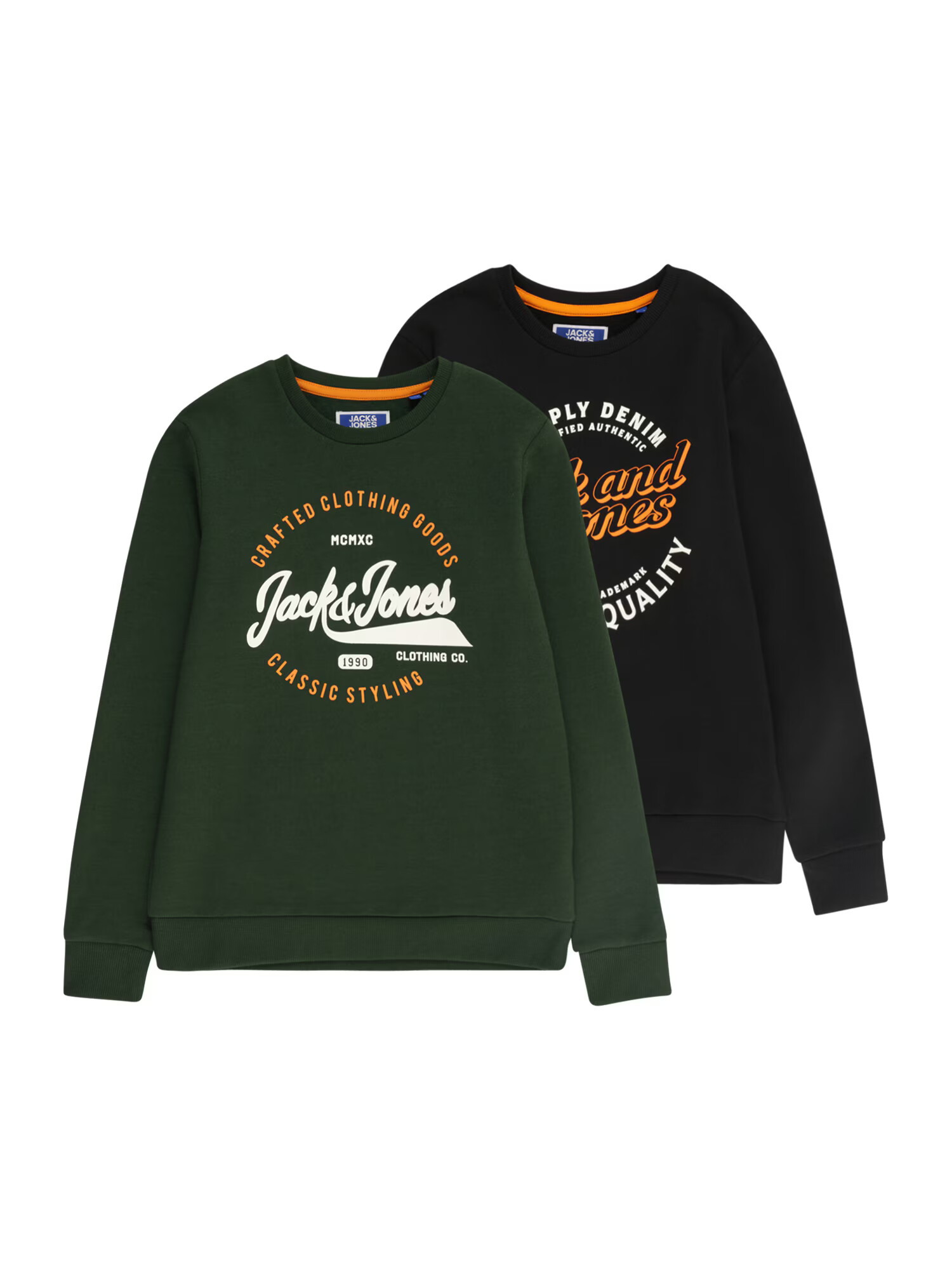 Jack & Jones Junior Bluză de molton 'MIKK' verde iarbă / portocaliu deschis / negru / alb - Pled.ro