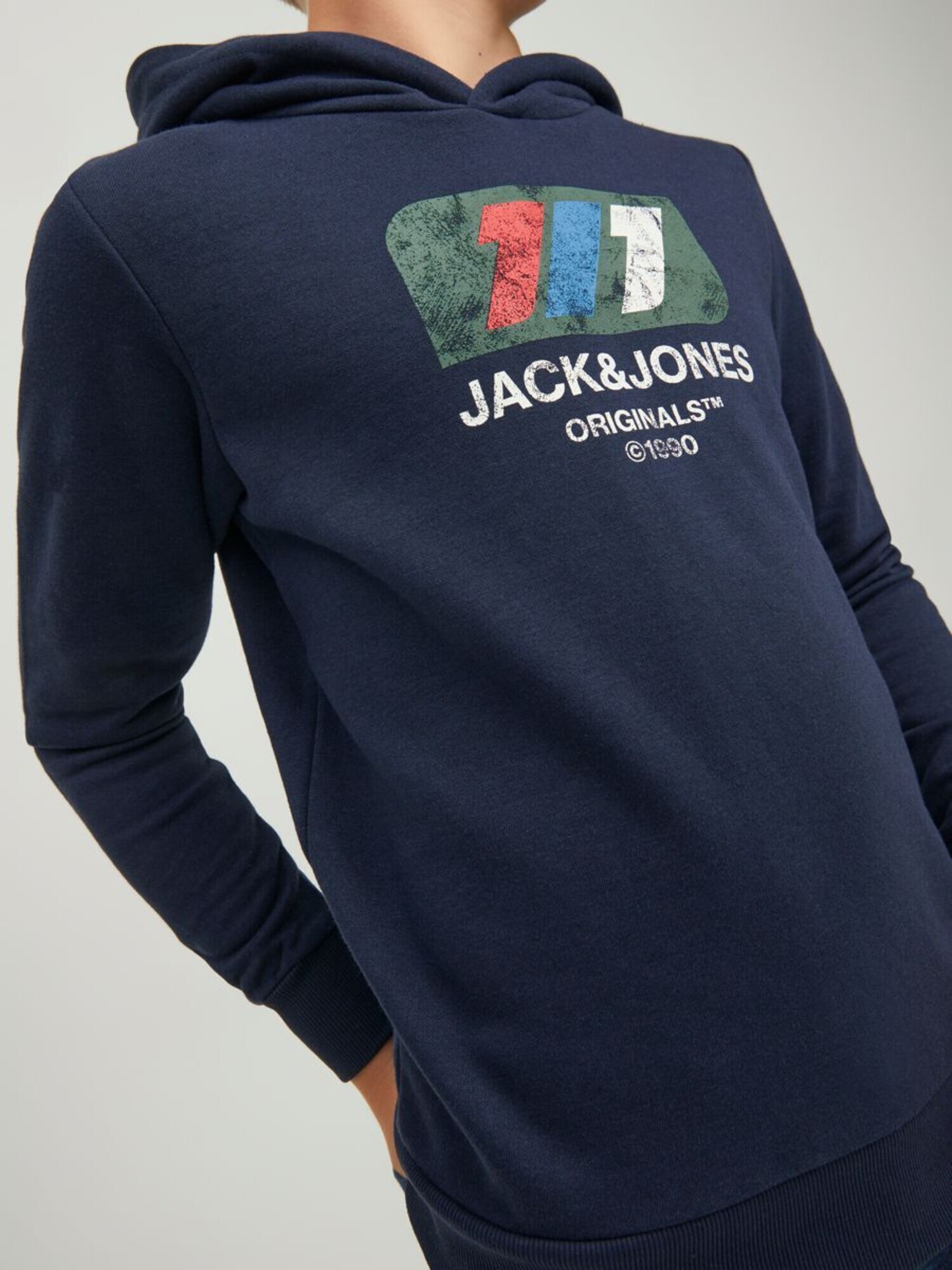 Jack & Jones Junior Bluză de molton 'Nate' albastru / bleumarin / verde închis / alb - Pled.ro