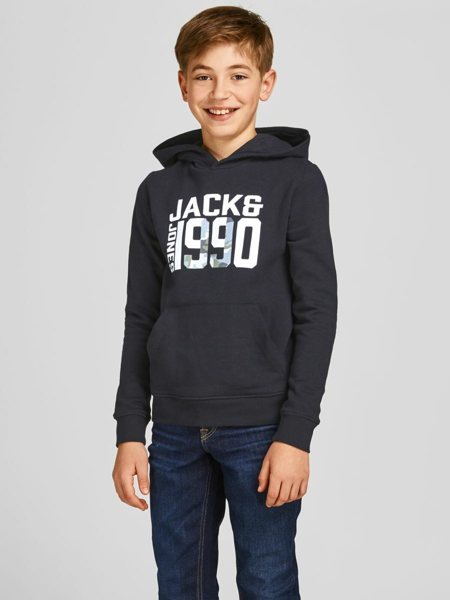 Jack & Jones Junior Bluză de molton negru / alb - Pled.ro