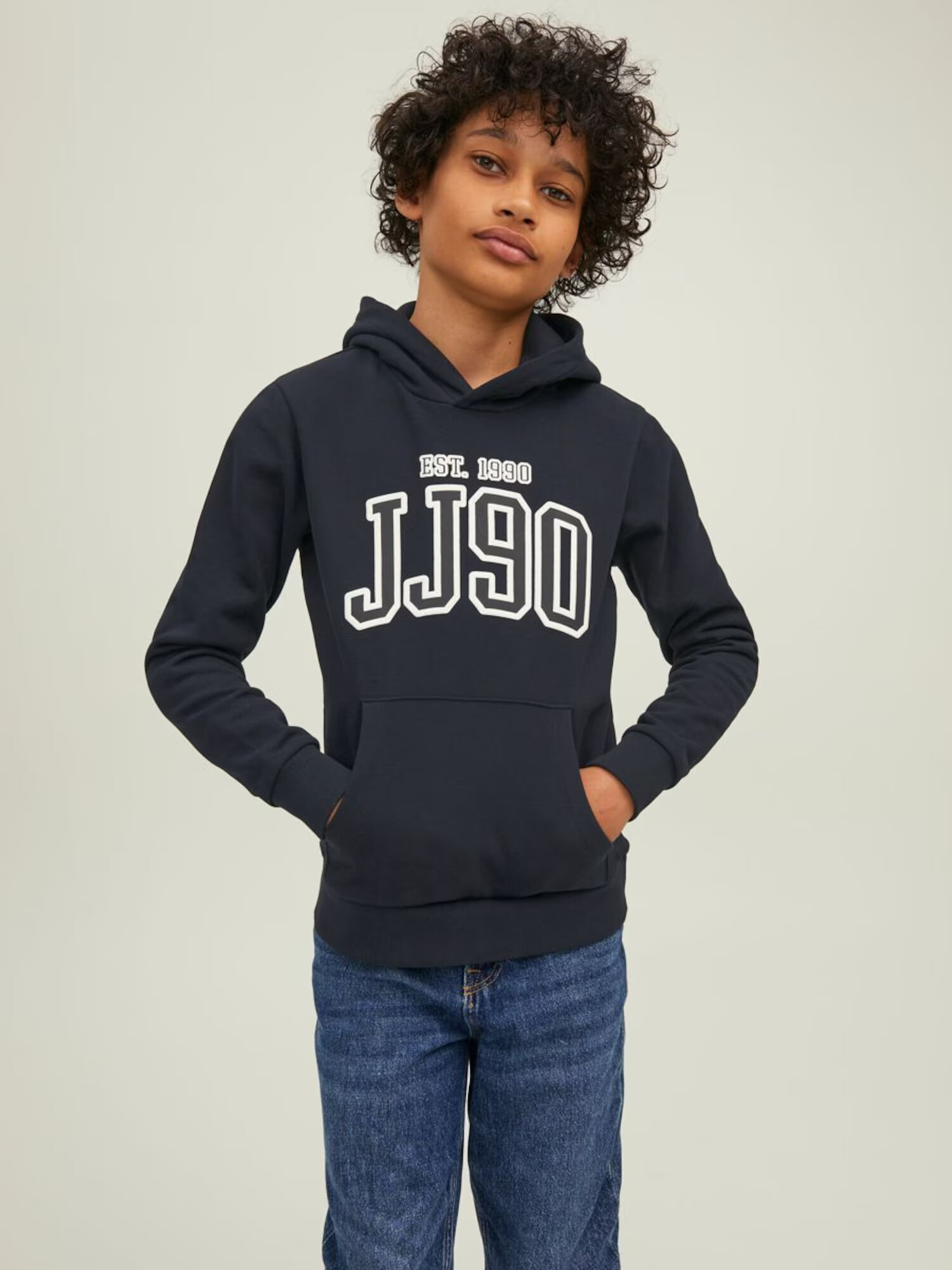 Jack & Jones Junior Bluză de molton negru / alb - Pled.ro