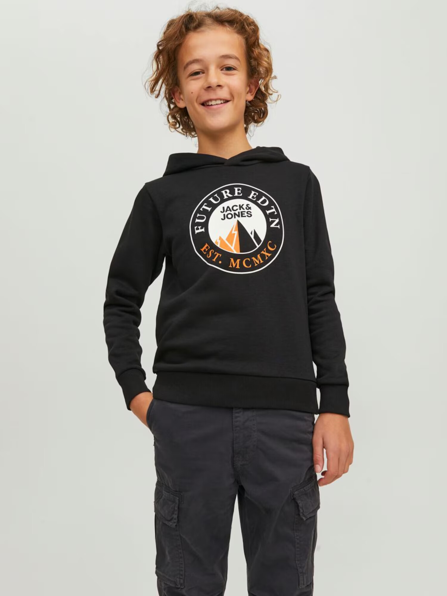 Jack & Jones Junior Bluză de molton portocaliu / negru / alb - Pled.ro