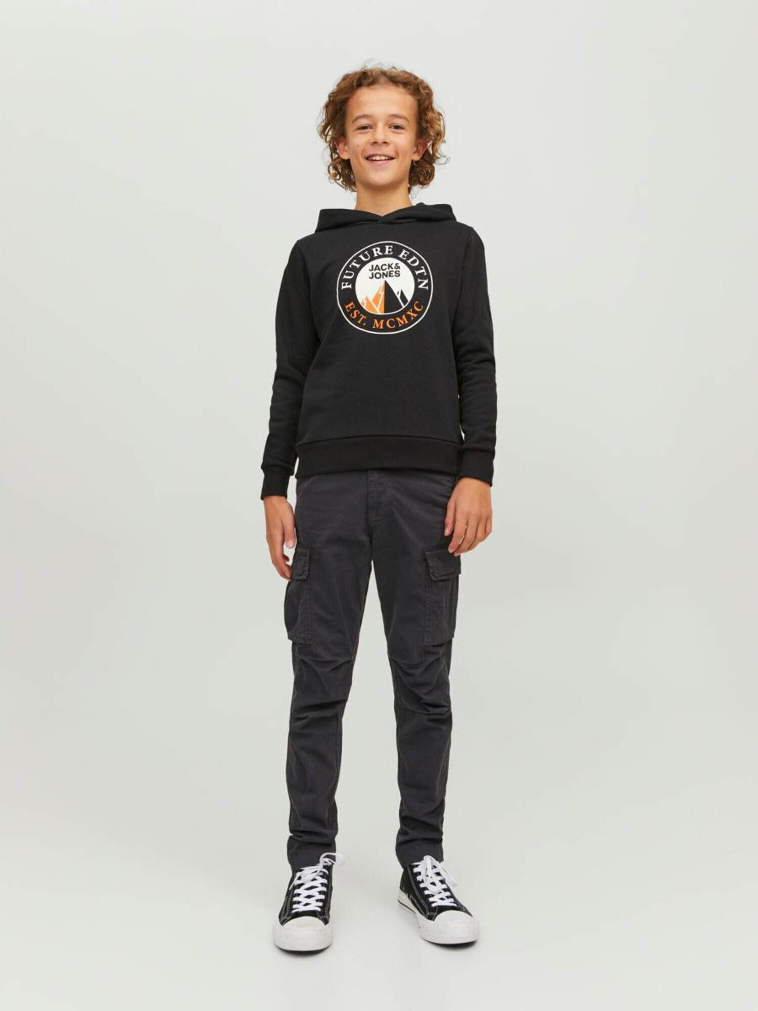 Jack & Jones Junior Bluză de molton portocaliu / negru / alb - Pled.ro