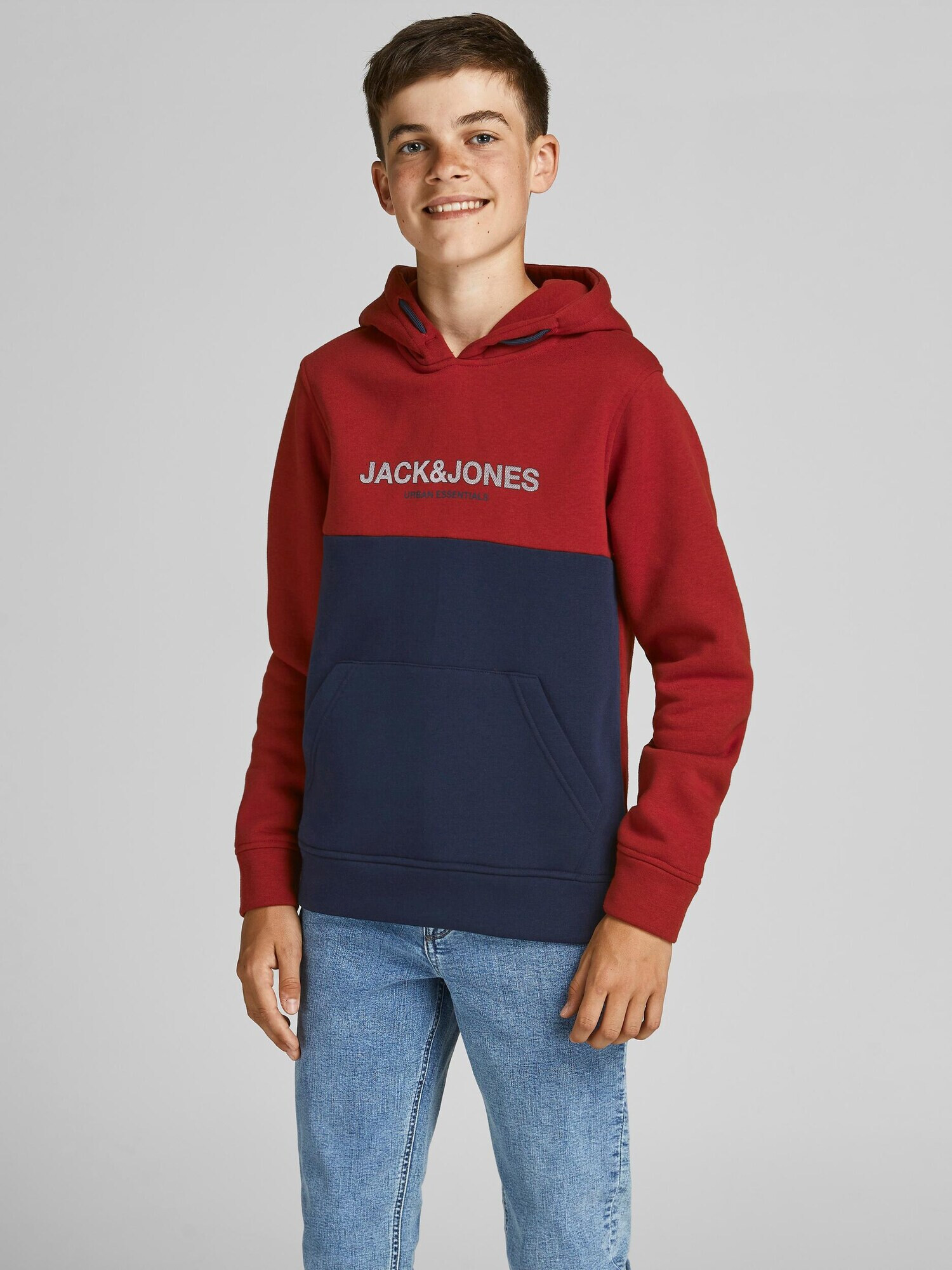 Jack & Jones Junior Bluză de molton 'Urban' bleumarin / roşu închis / alb - Pled.ro