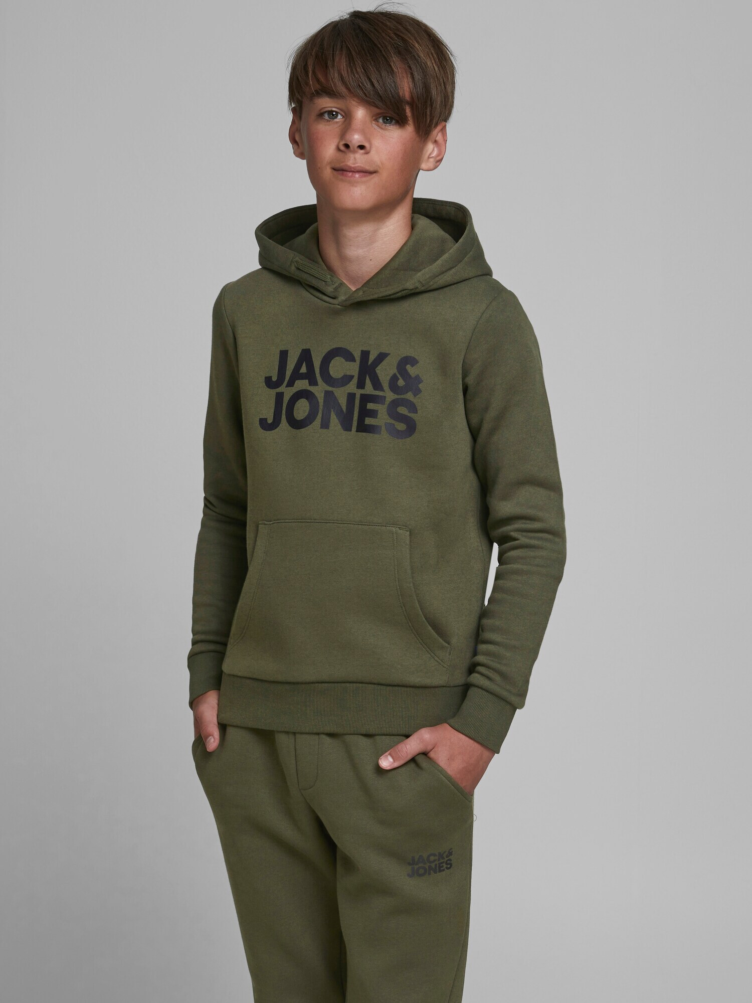 Jack & Jones Junior Bluză de molton verde închis / negru - Pled.ro