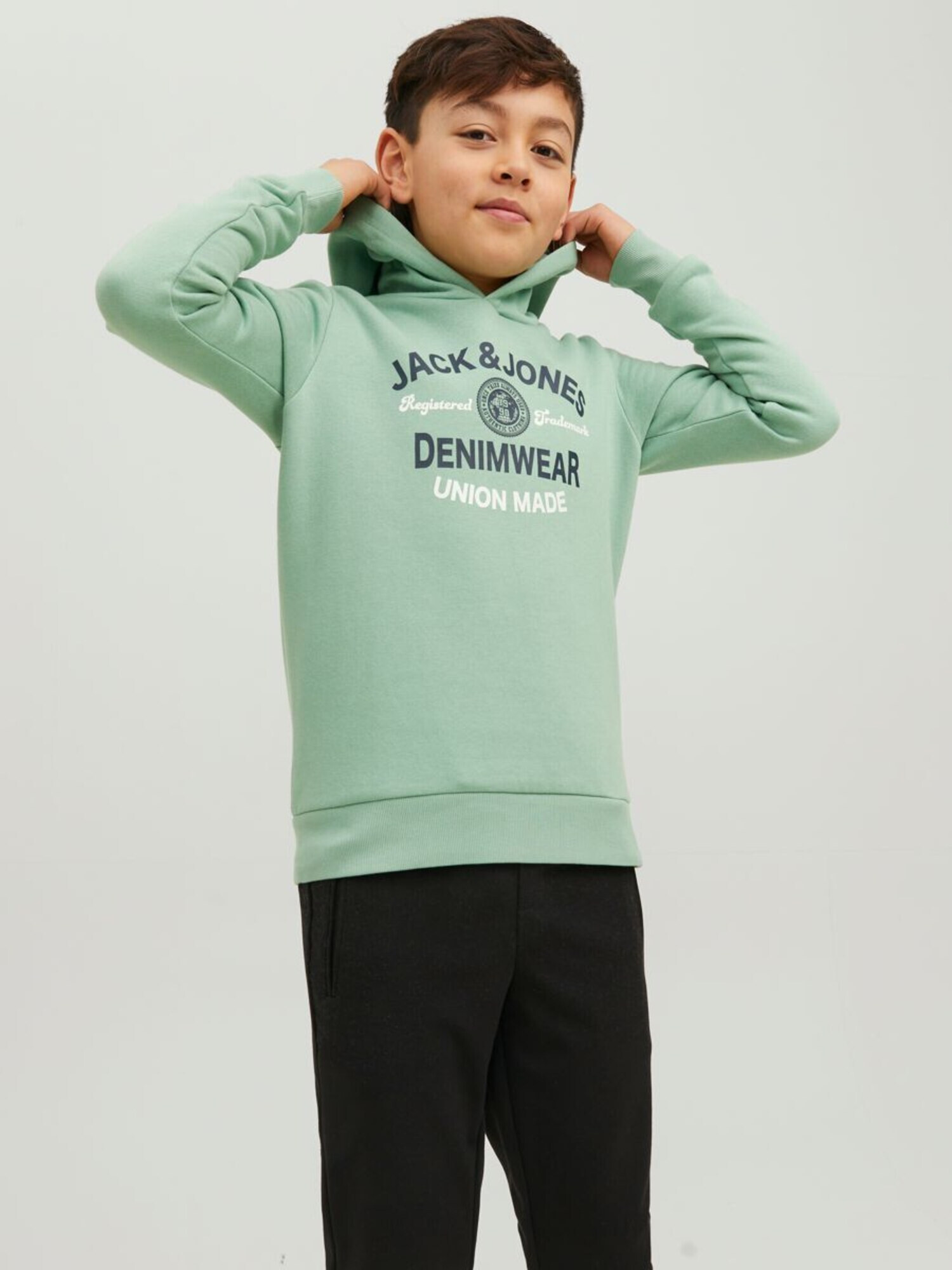 Jack & Jones Junior Bluză de molton albastru noapte / verde pastel / alb - Pled.ro