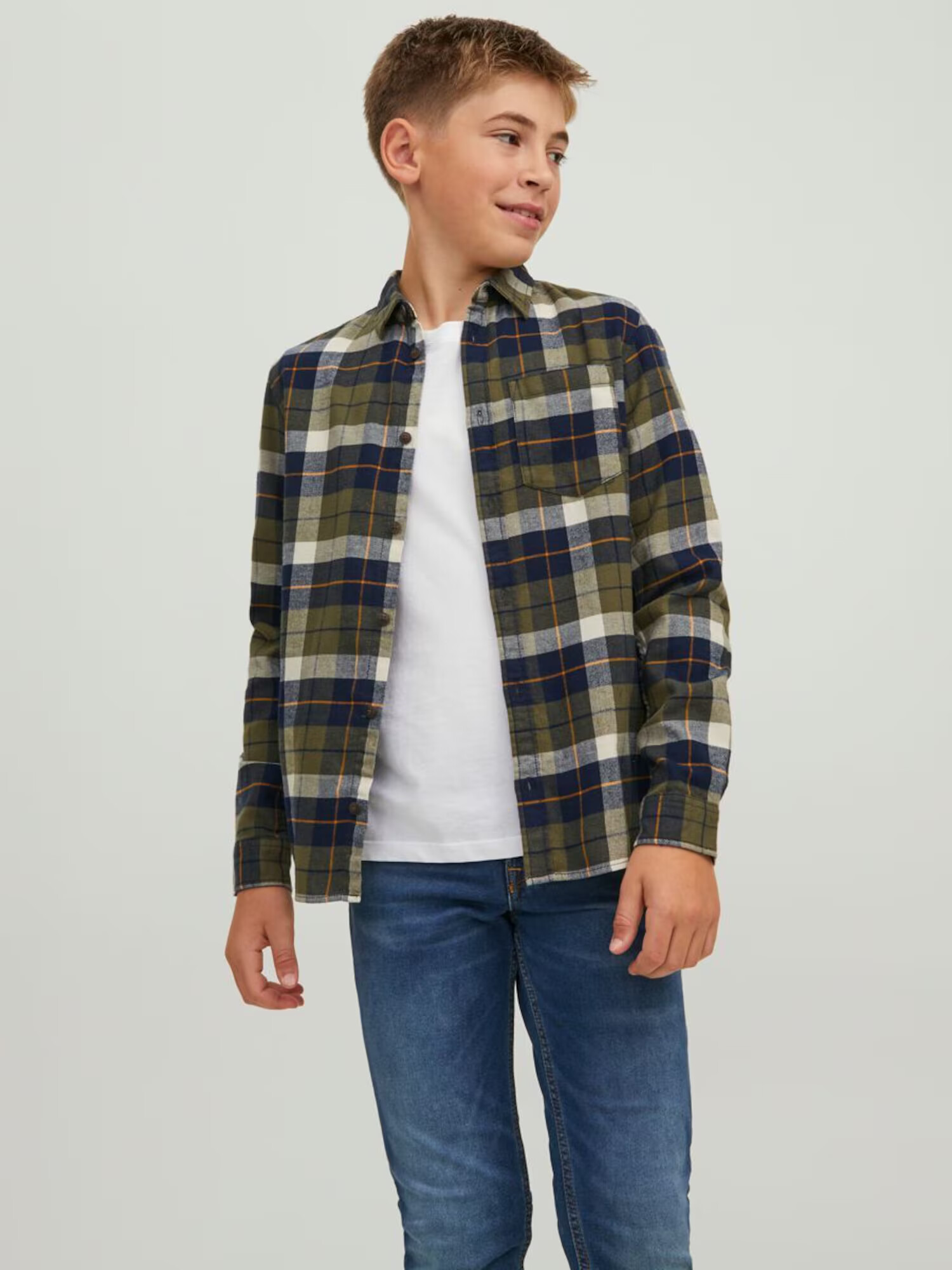 Jack & Jones Junior Cămașă 'Owen' albastru / verde / portocaliu / alb - Pled.ro