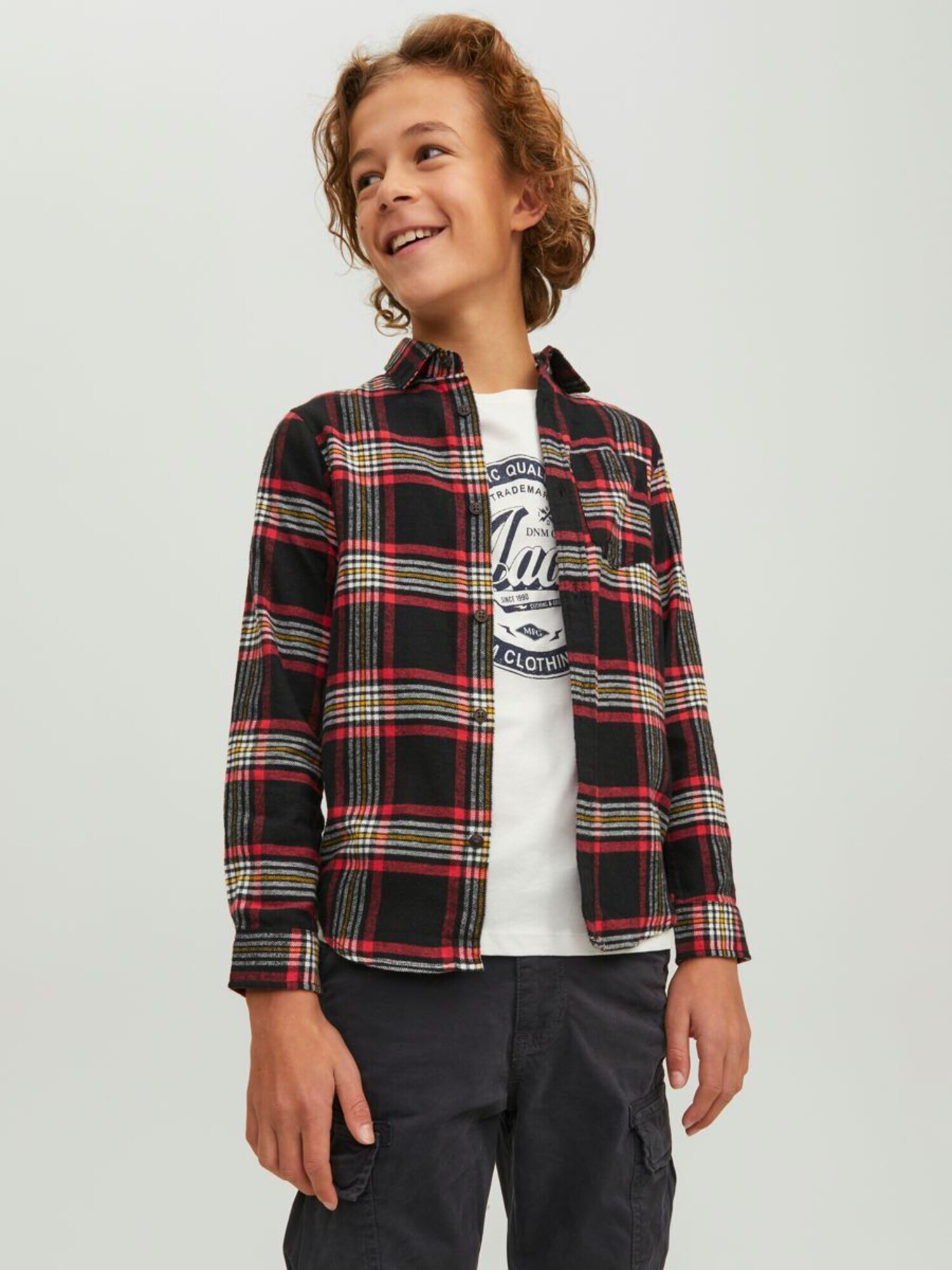 Jack & Jones Junior Cămașă 'OWEN' galben / roșu / negru / alb - Pled.ro