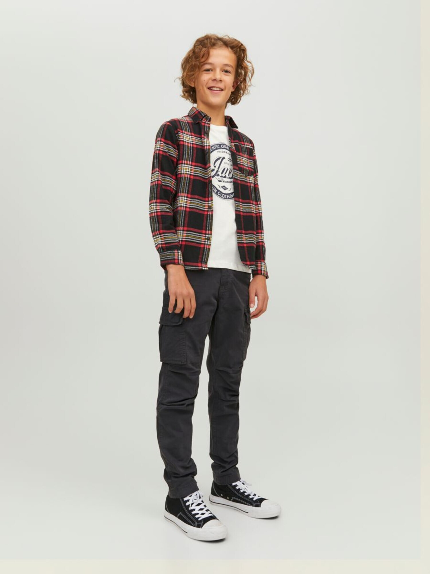 Jack & Jones Junior Cămașă 'OWEN' galben / roșu / negru / alb - Pled.ro