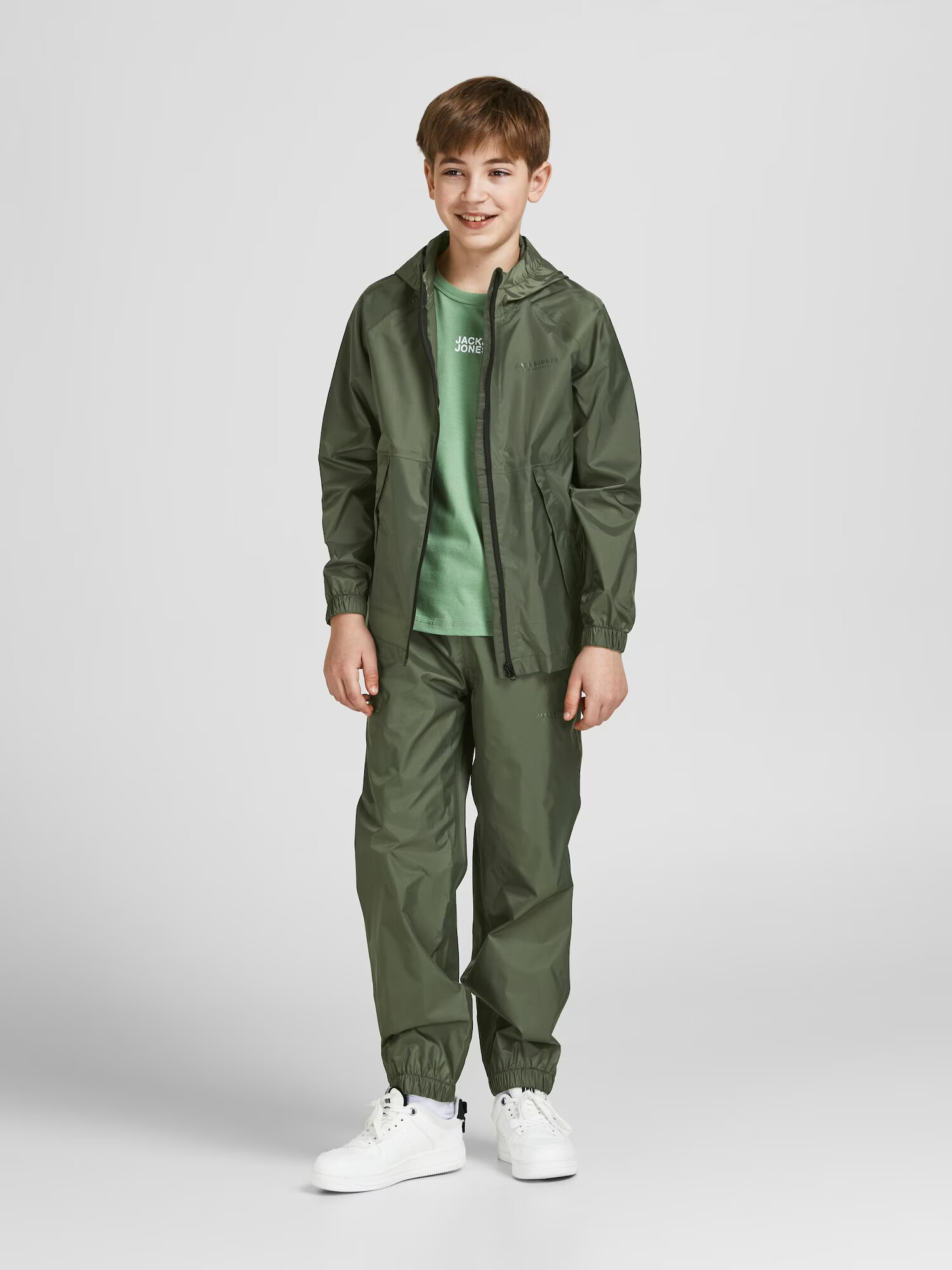 Jack & Jones Junior Salopetă verde / alb - Pled.ro