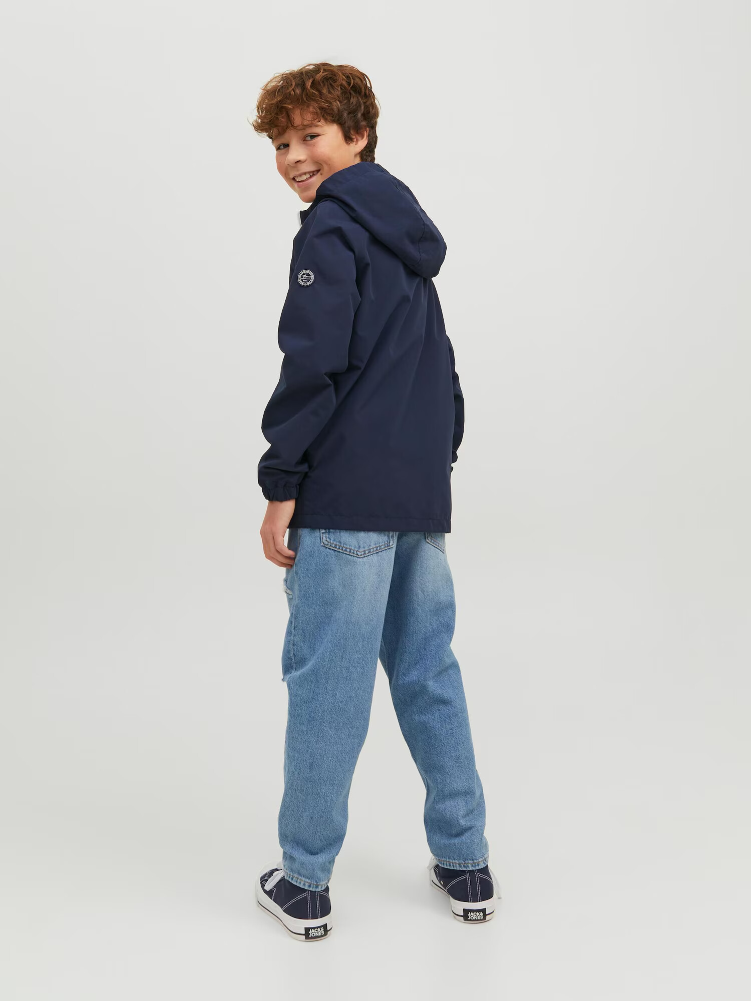 Jack & Jones Junior Geacă de primăvară-toamnă 'Jorluke' bej / bleumarin / alb - Pled.ro