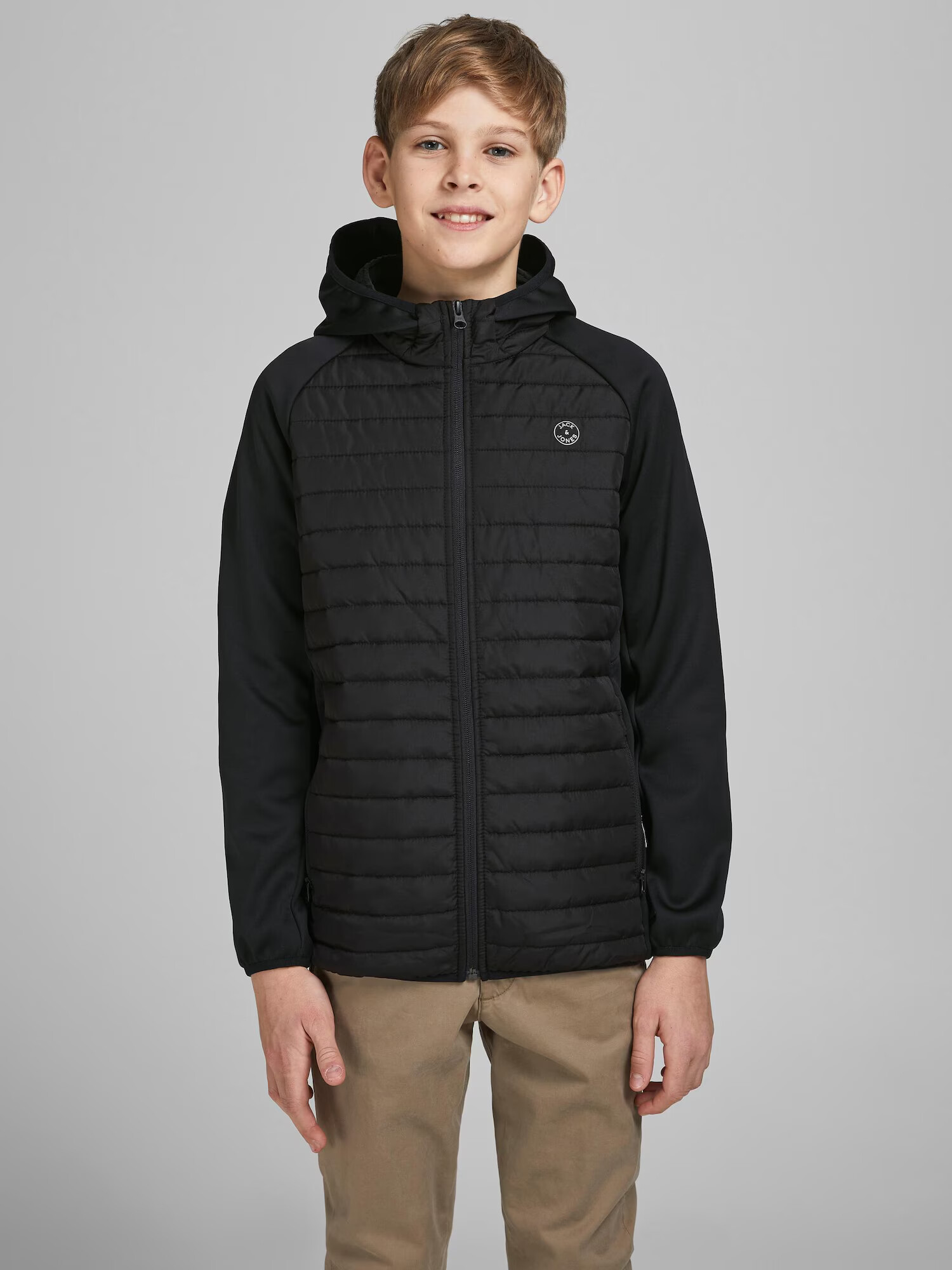 Jack & Jones Junior Geacă de primăvară-toamnă negru / alb - Pled.ro