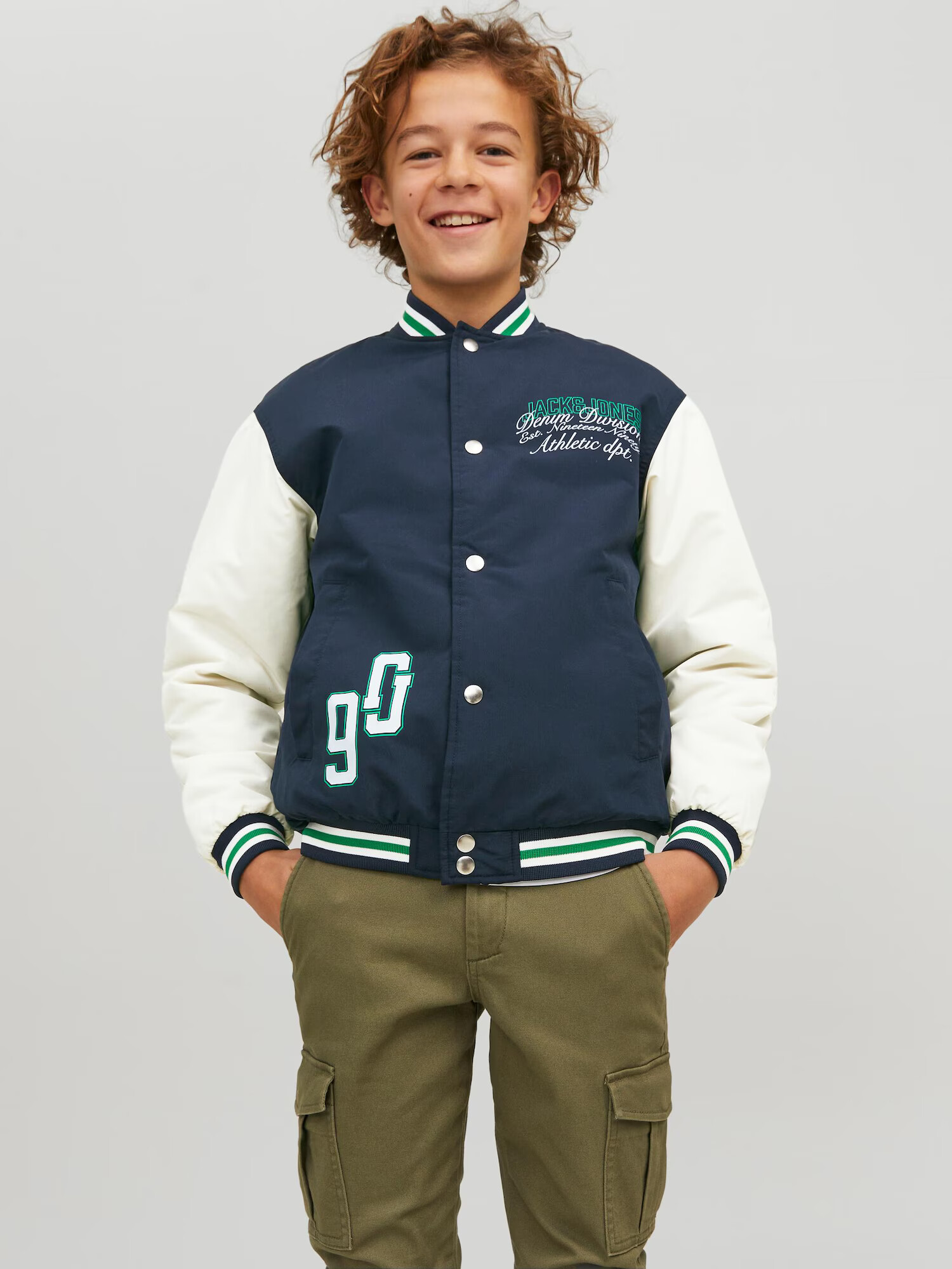 Jack & Jones Junior Geacă de primăvară-toamnă 'Orathle' crem / albastru / albastru marin / albastru pastel / verde - Pled.ro