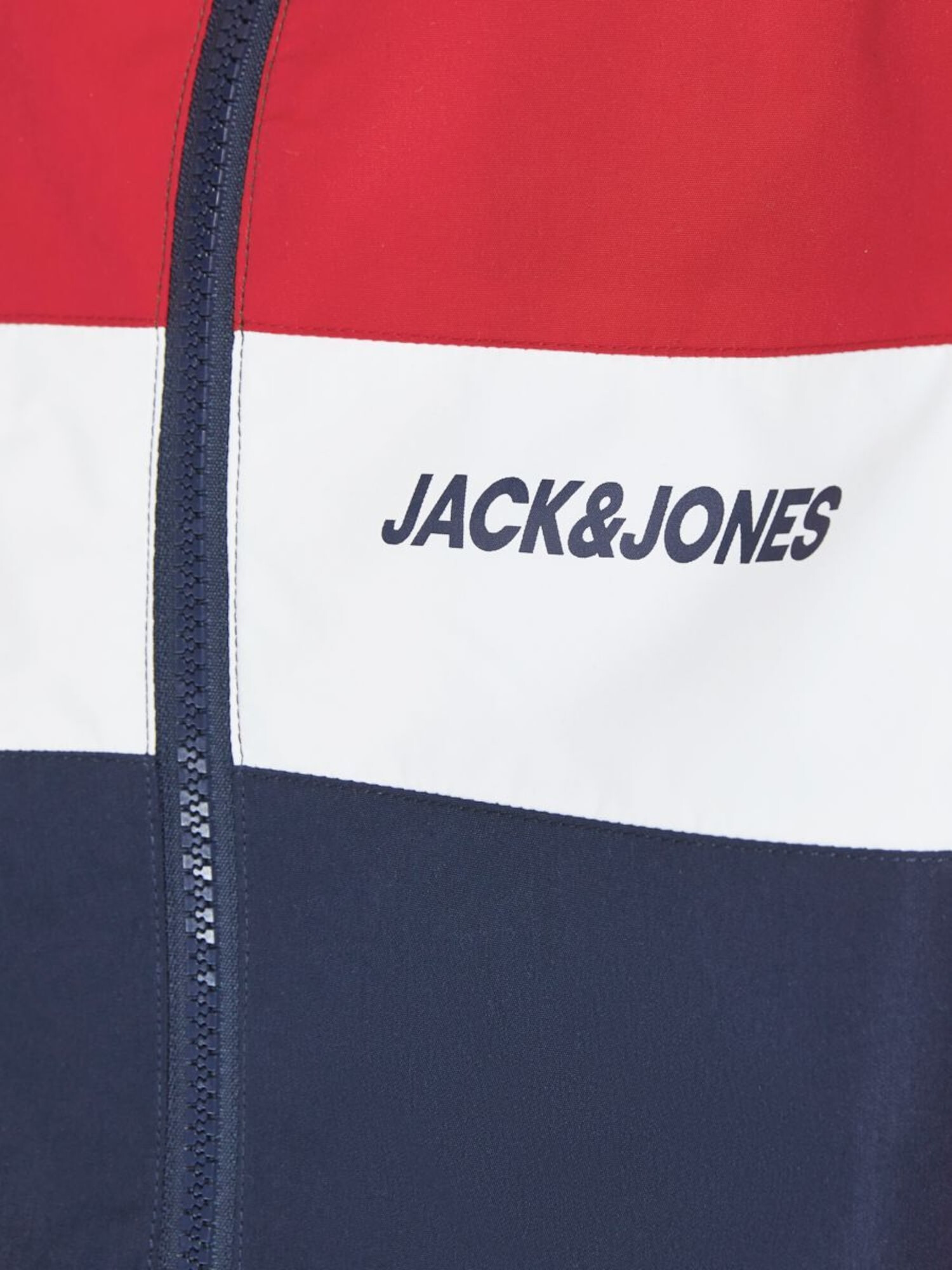 Jack & Jones Junior Geacă de primăvară-toamnă 'Rush' albastru noapte / roșu / alb - Pled.ro