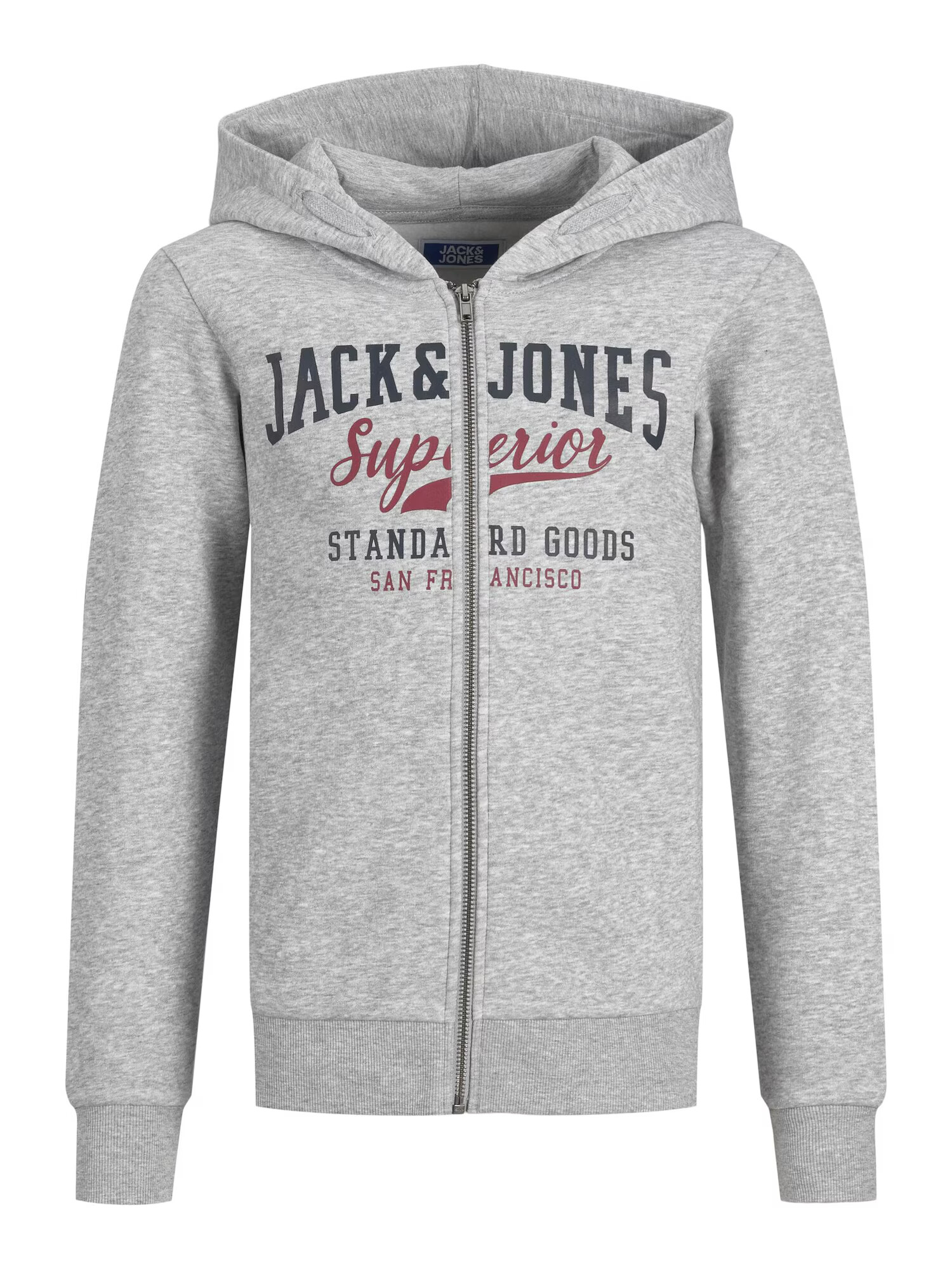 Jack & Jones Junior Hanorac 'Logo' gri amestecat / roșu / negru - Pled.ro