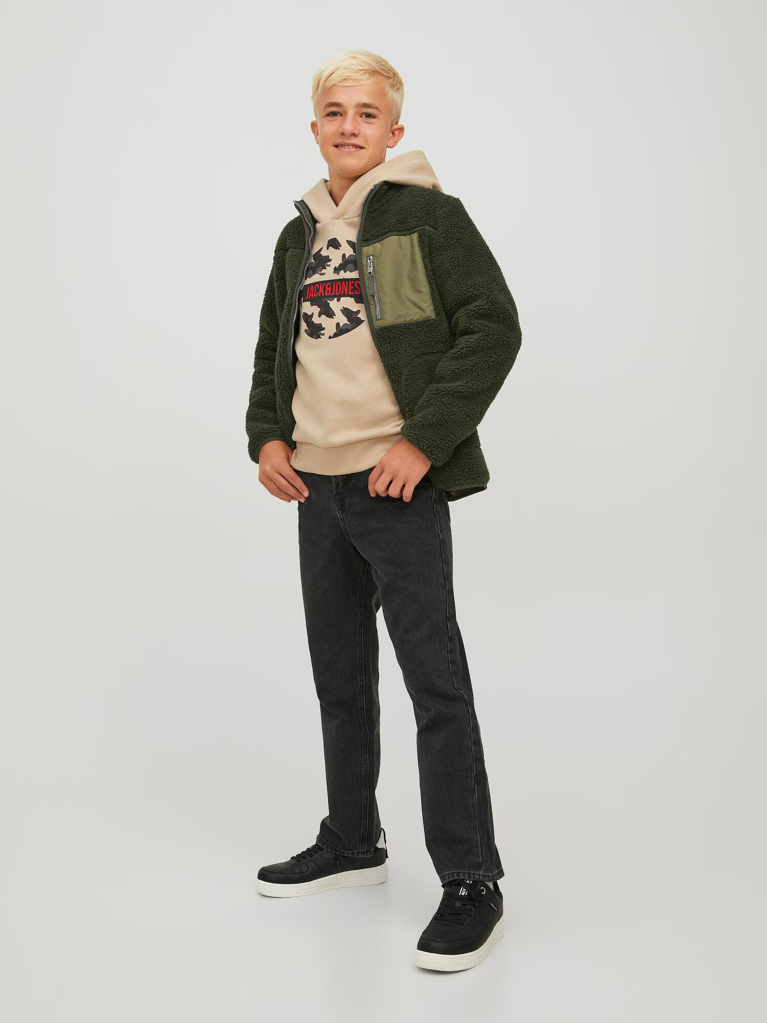 Jack & Jones Junior Jachetă fleece 'Park' oliv / verde închis - Pled.ro