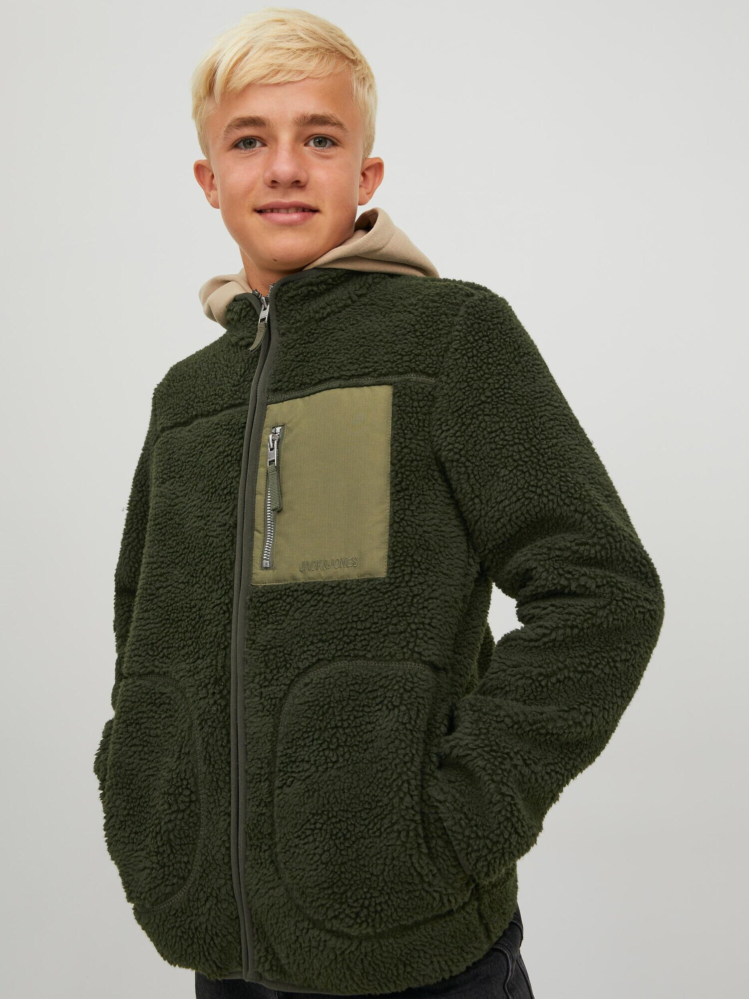 Jack & Jones Junior Jachetă fleece 'Park' oliv / verde închis - Pled.ro