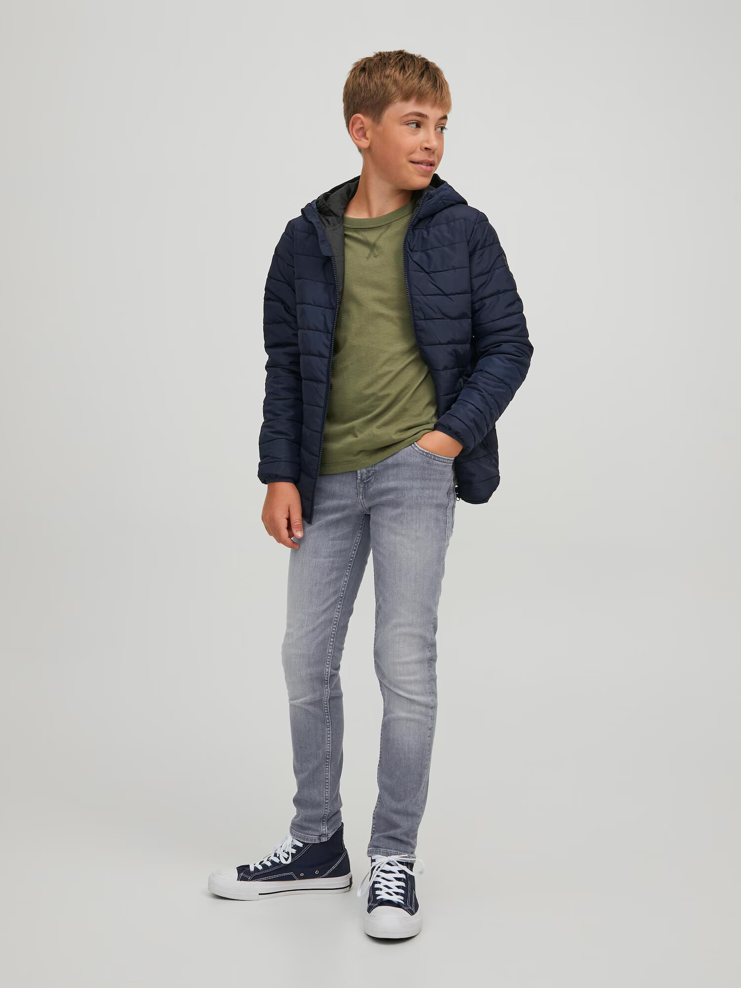 Jack & Jones Junior Jeans 'Glenn' gri denim - Pled.ro