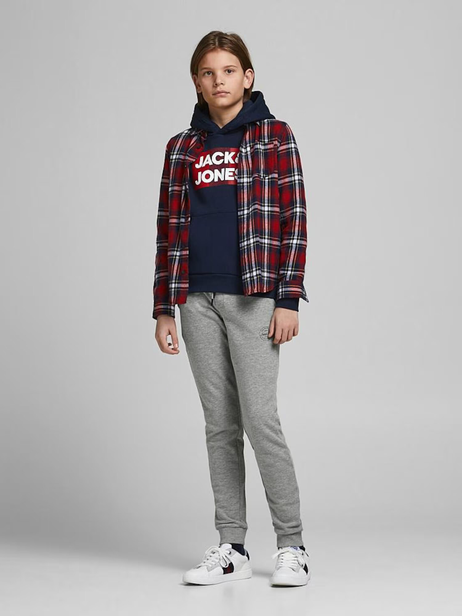 Jack & Jones Junior Pantaloni 'Gordon' gri amestecat / negru - Pled.ro