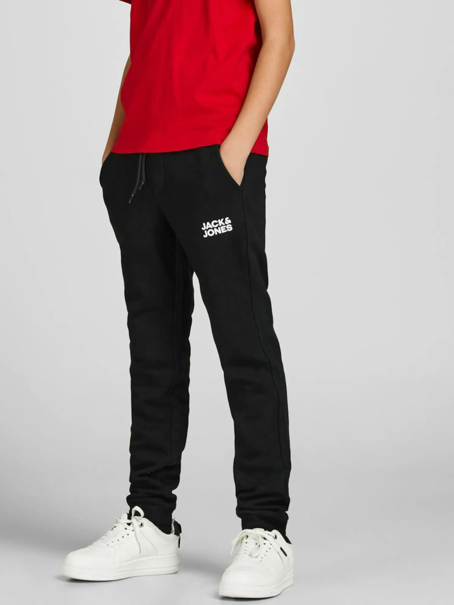 Jack & Jones Junior Pantaloni 'Gordon' negru / alb - Pled.ro