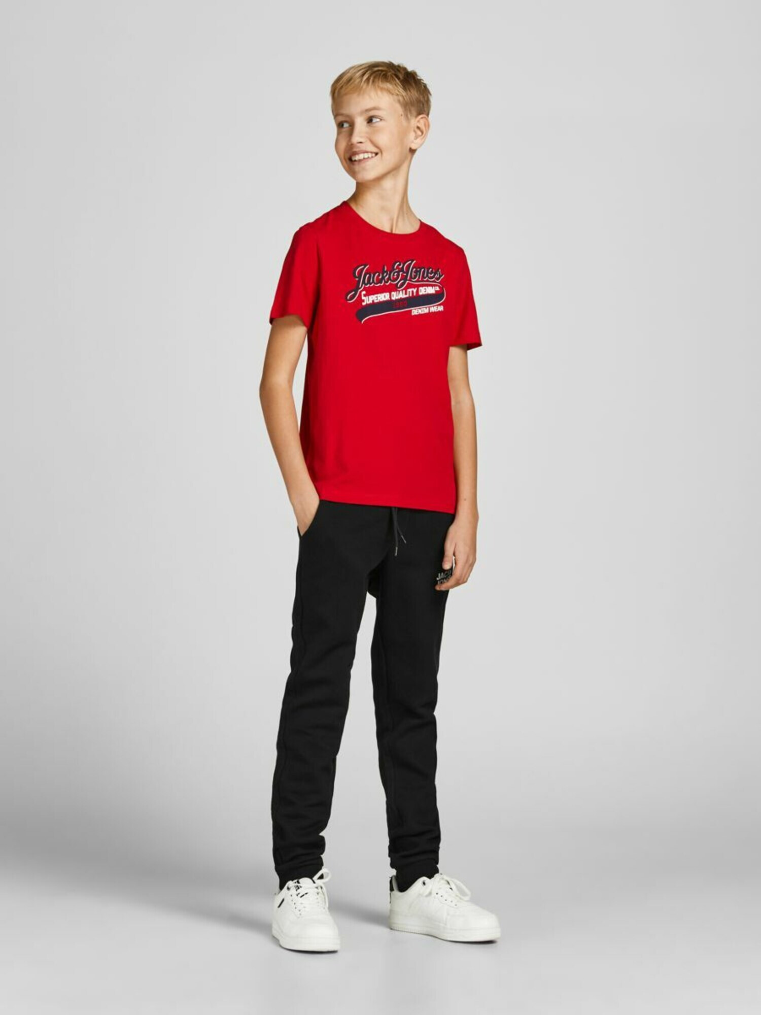 Jack & Jones Junior Pantaloni 'Gordon' negru / alb - Pled.ro