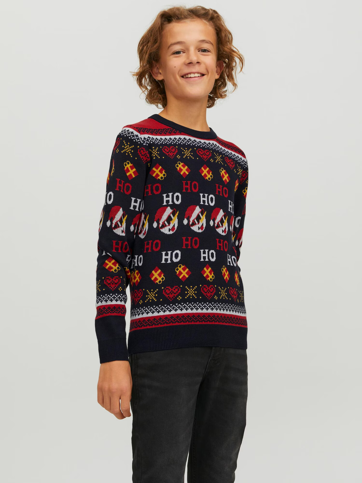 Jack & Jones Junior Pulover albastru noapte / roșu / alb - Pled.ro