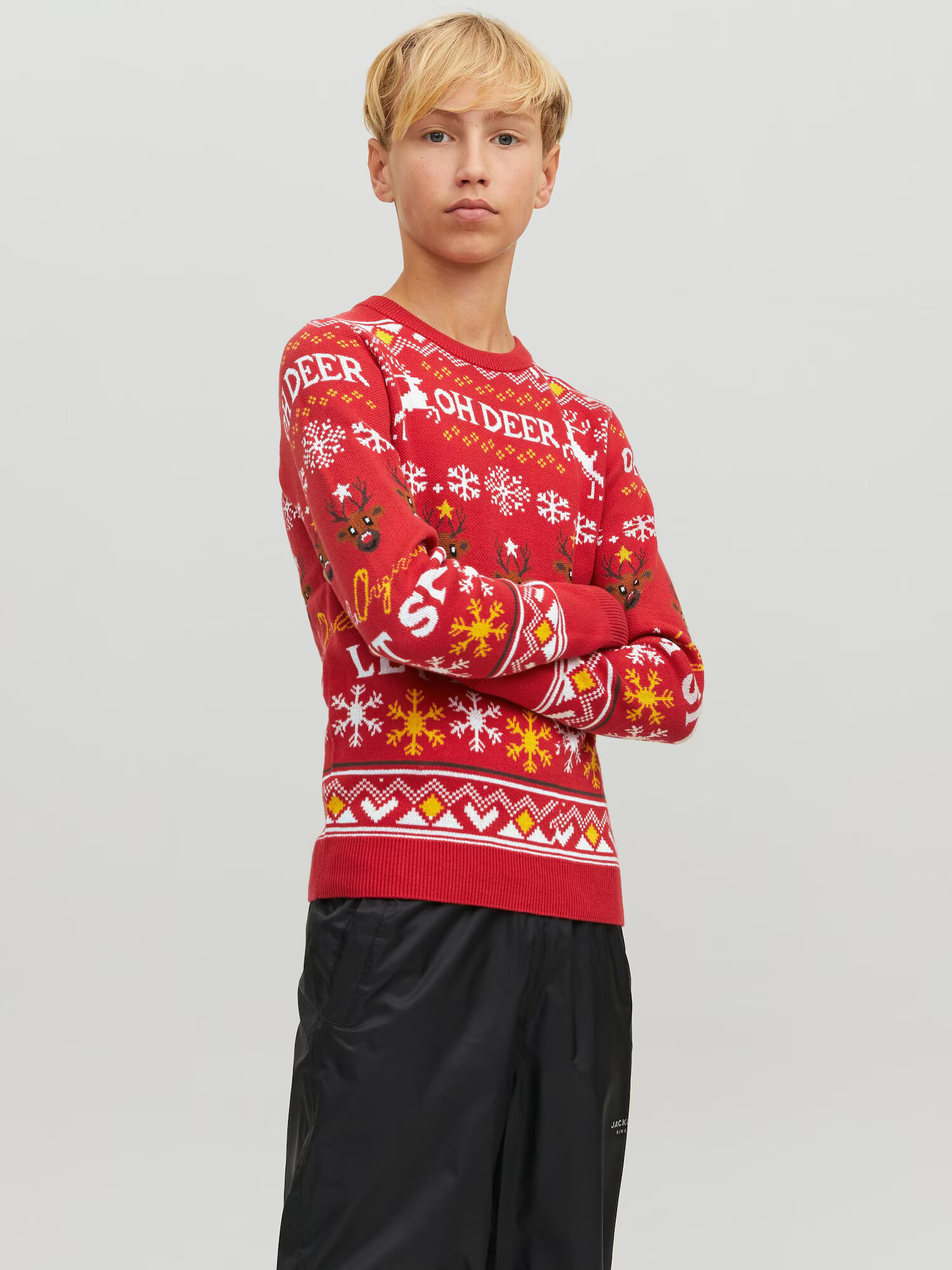 Jack & Jones Junior Pulover 'Hoho' maro / galben / roșu / alb - Pled.ro