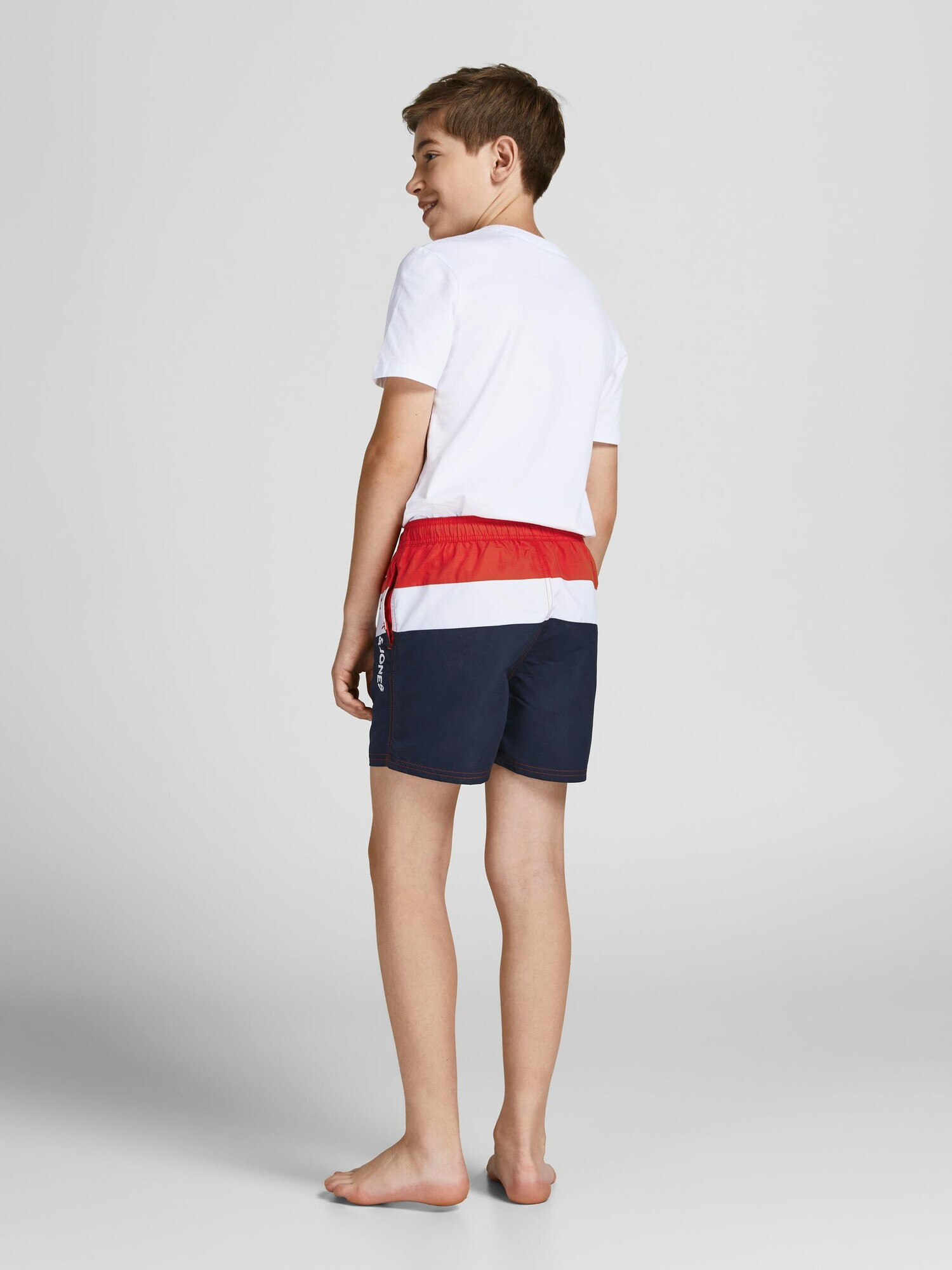 Jack & Jones Junior Șorturi de baie 'Crete' bleumarin / roși aprins / alb - Pled.ro