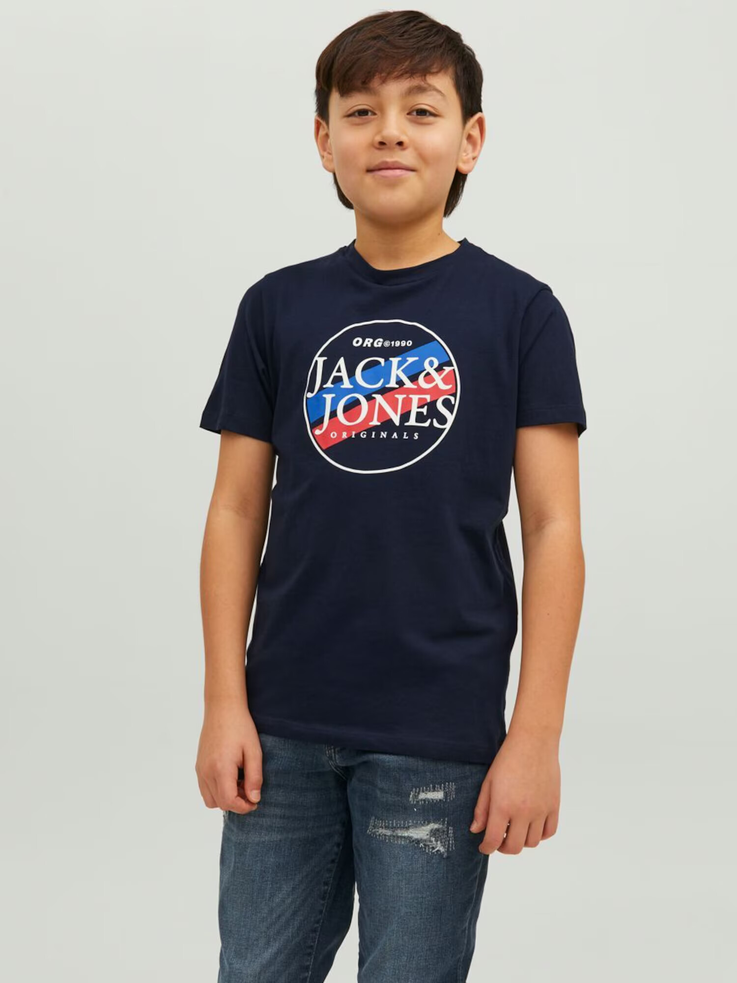 Jack & Jones Junior Tricou 'Cody' albastru / albastru noapte / roșu / alb - Pled.ro