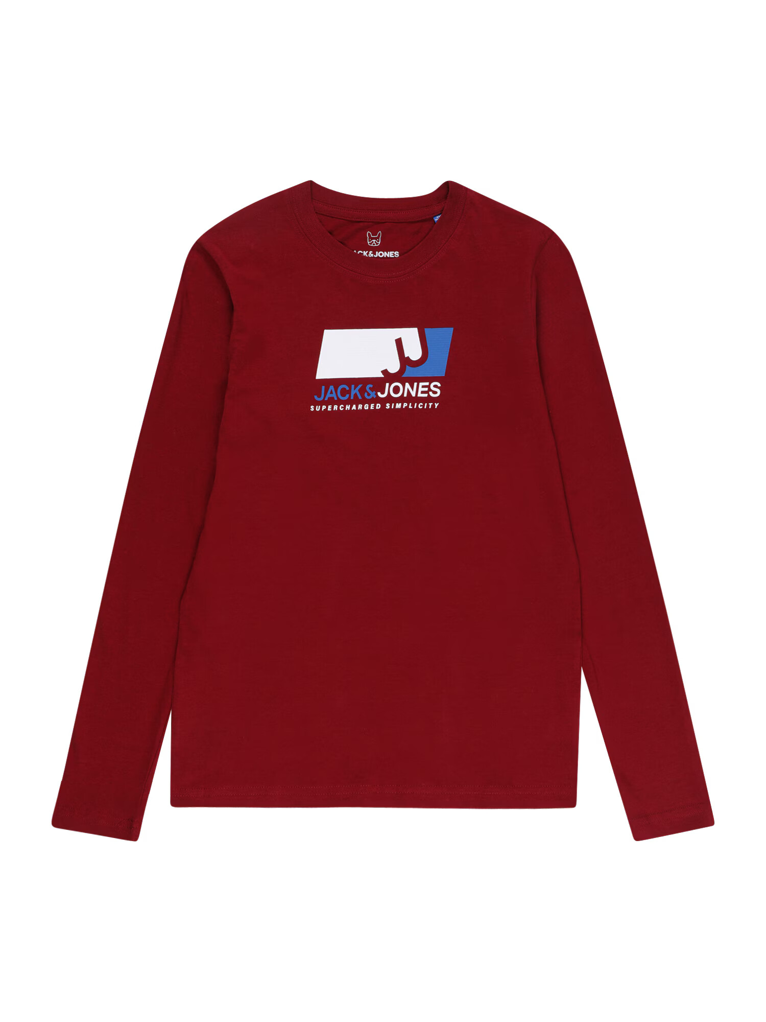 Jack & Jones Junior Tricou albastru fumuriu / roșu bordeaux / alb - Pled.ro