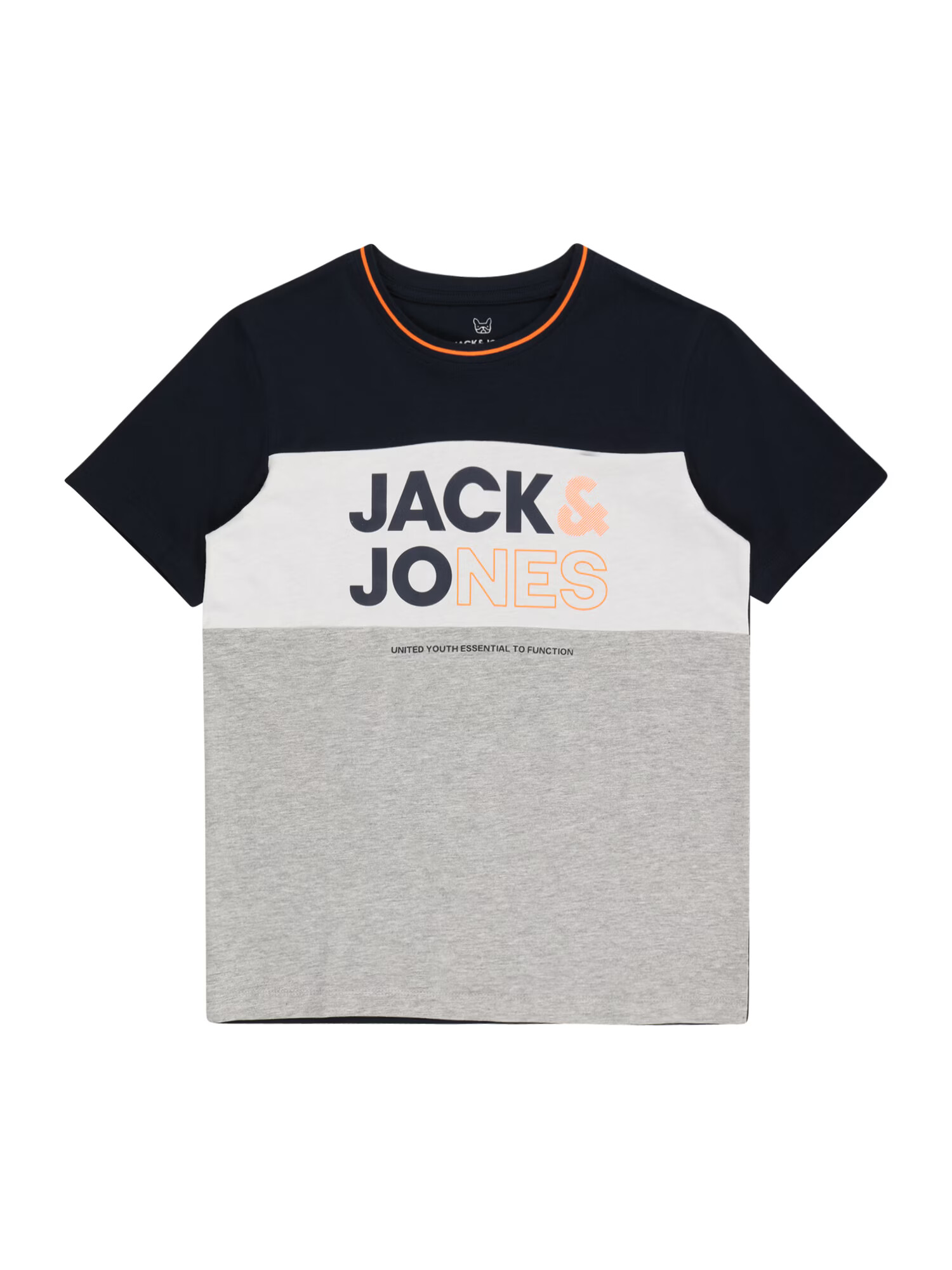 Jack & Jones Junior Tricou albastru marin / gri amestecat / portocaliu - Pled.ro