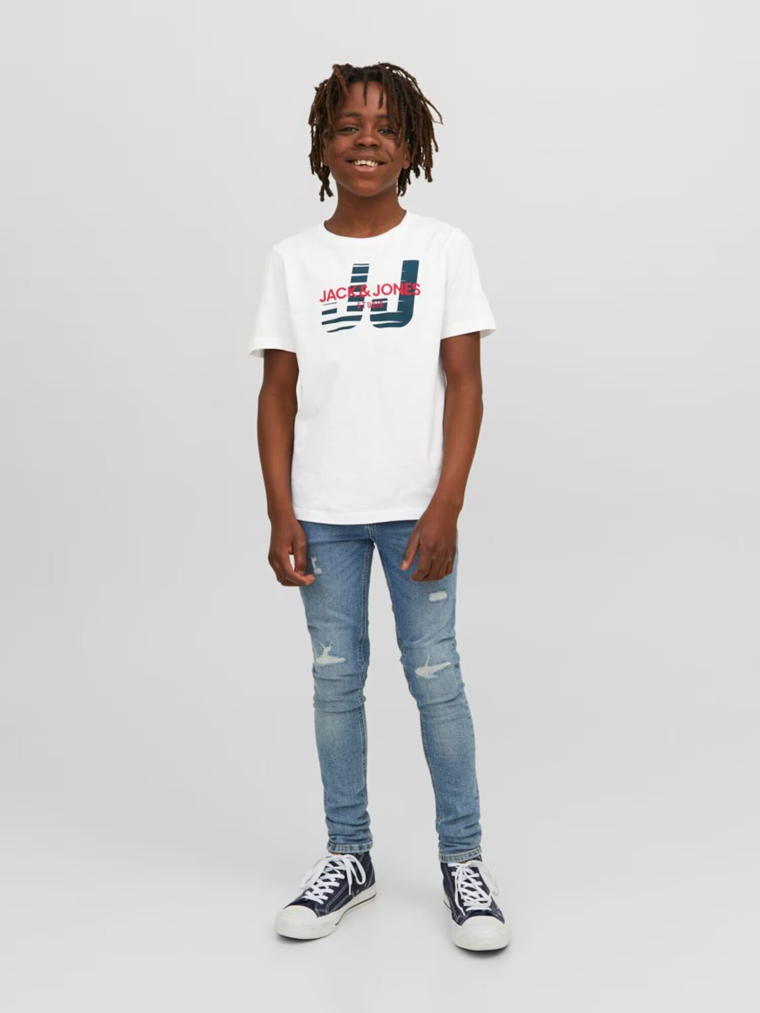 Jack & Jones Junior Tricou albastru / roșu / alb - Pled.ro