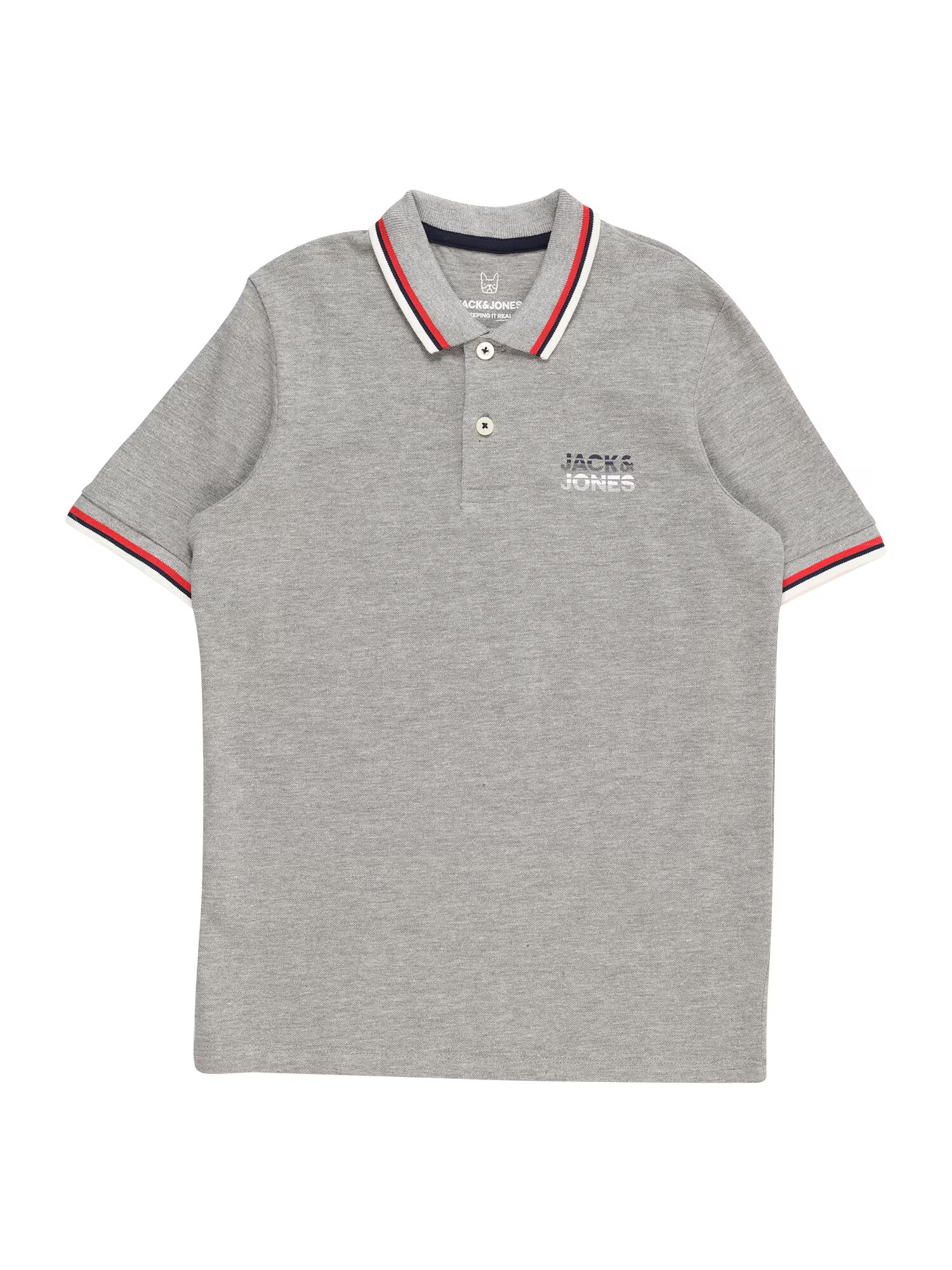 Jack & Jones Junior Tricou 'ATLAS' bleumarin / gri amestecat / roșu / alb - Pled.ro