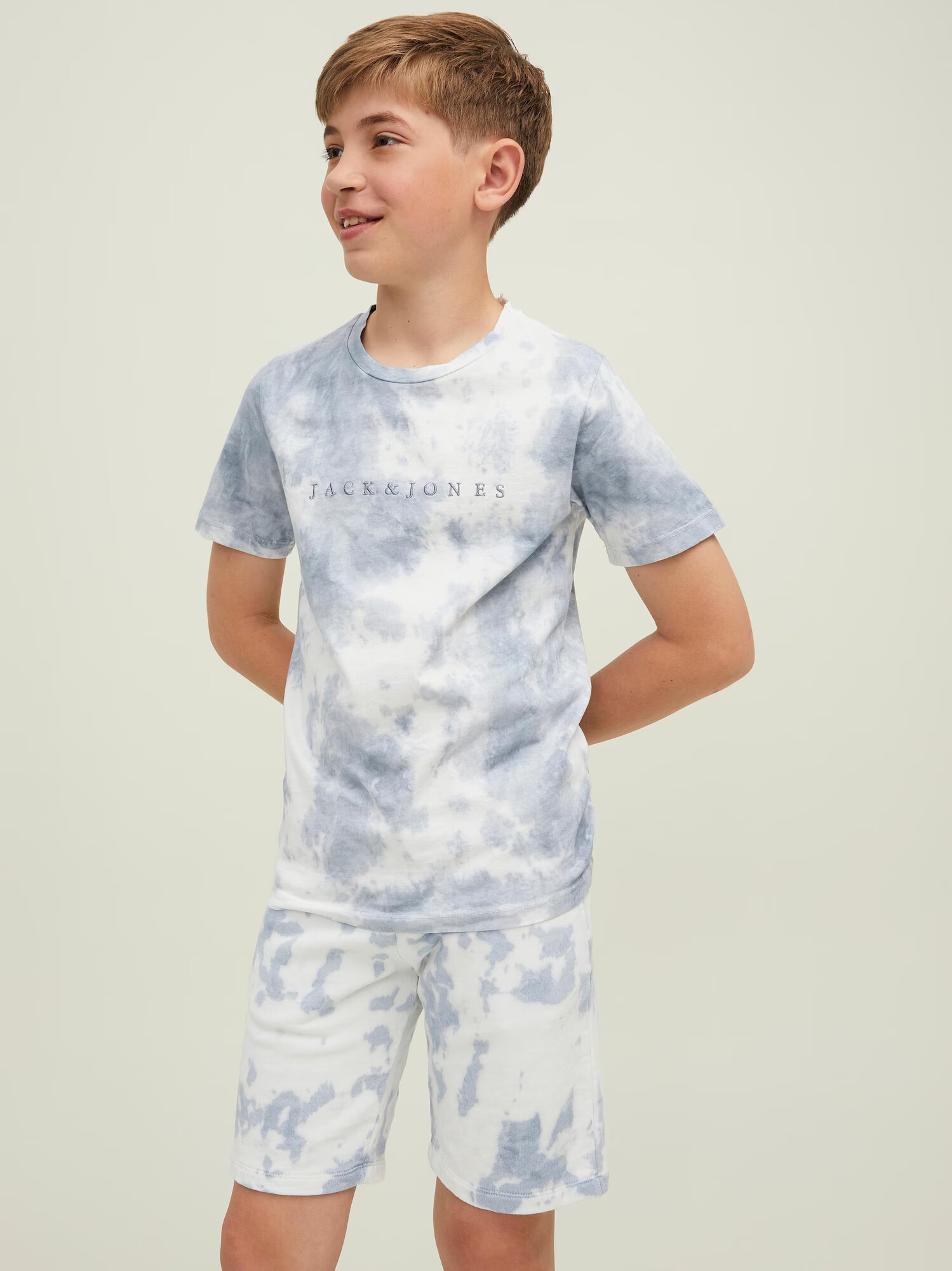 Jack & Jones Junior Tricou azuriu / gri / alb - Pled.ro