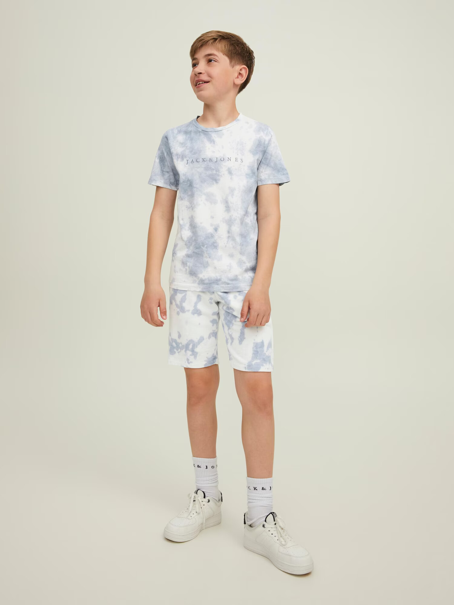 Jack & Jones Junior Tricou azuriu / gri / alb - Pled.ro