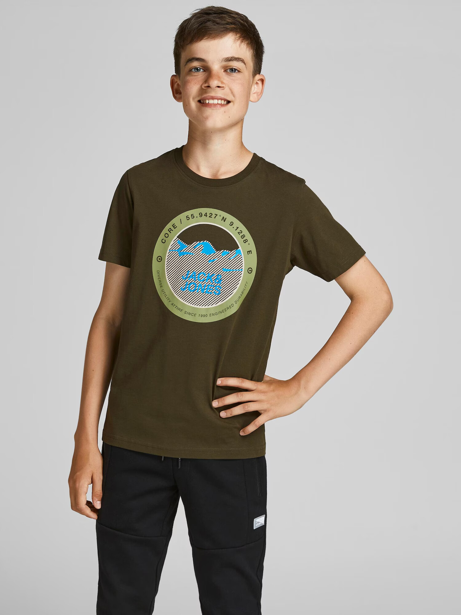 Jack & Jones Junior Tricou 'Bilo' albastru deschis / oliv / verde deschis / alb - Pled.ro