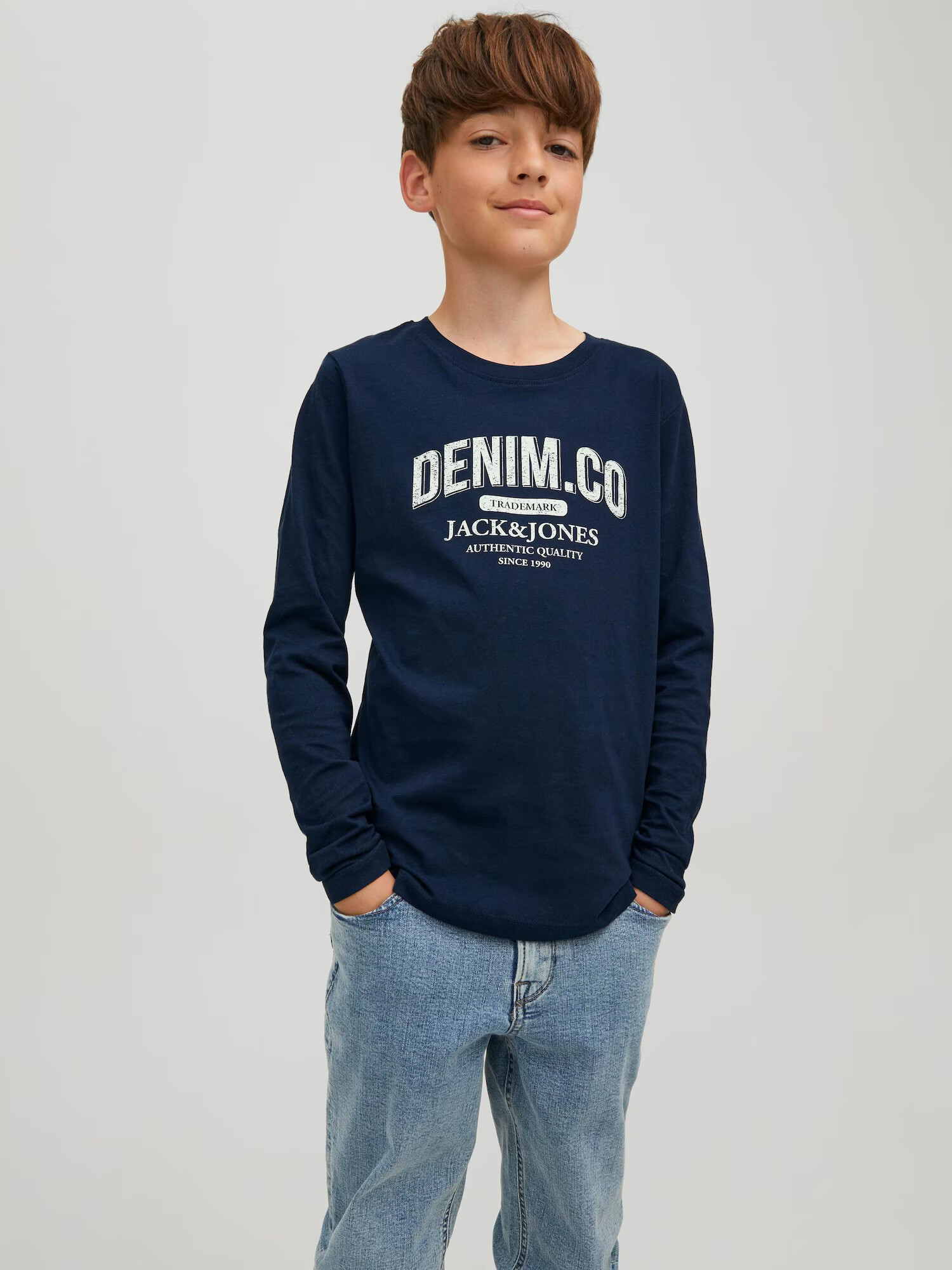 Jack & Jones Junior Tricou bleumarin / alb - Pled.ro