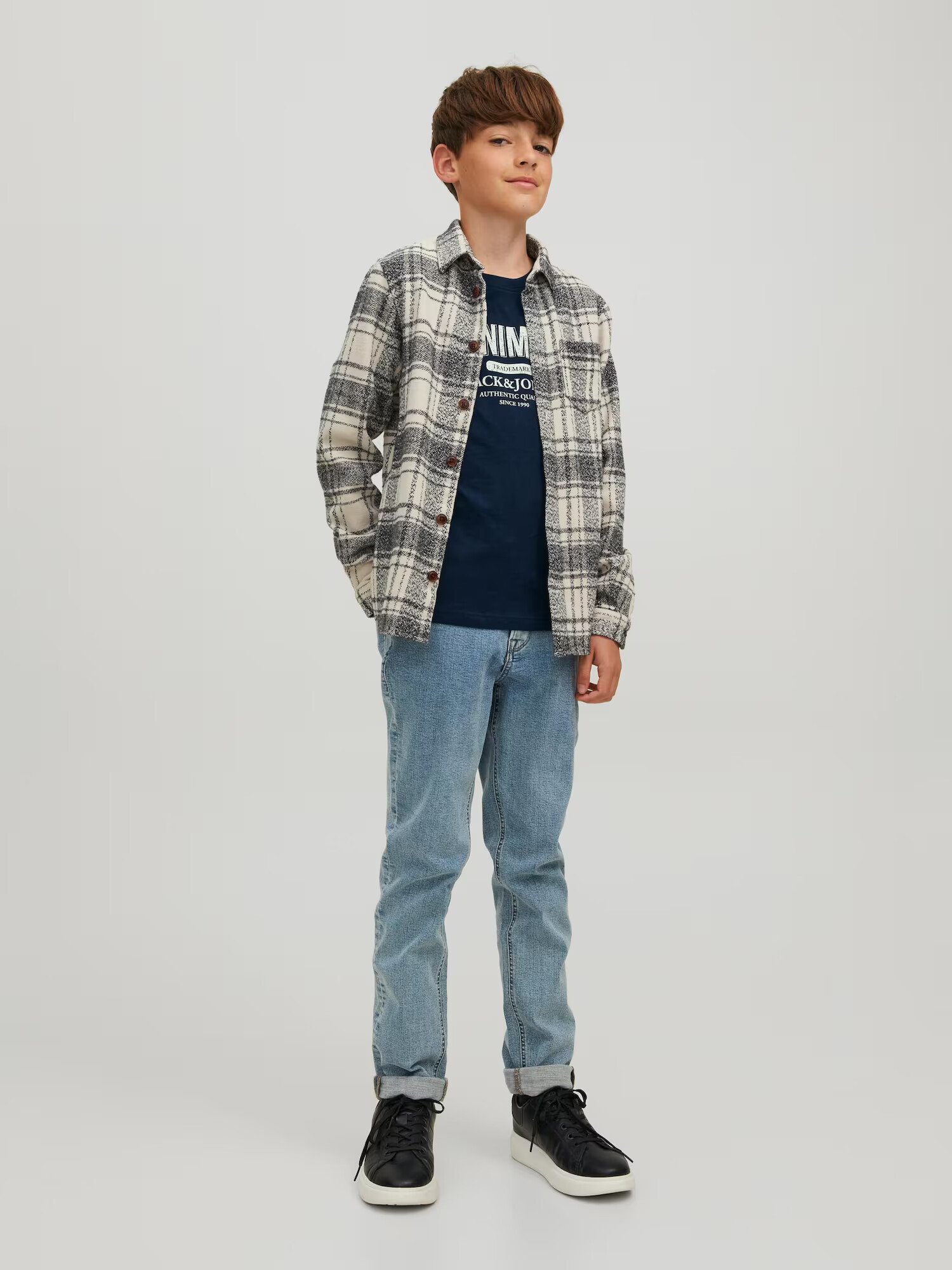 Jack & Jones Junior Tricou bleumarin / alb - Pled.ro