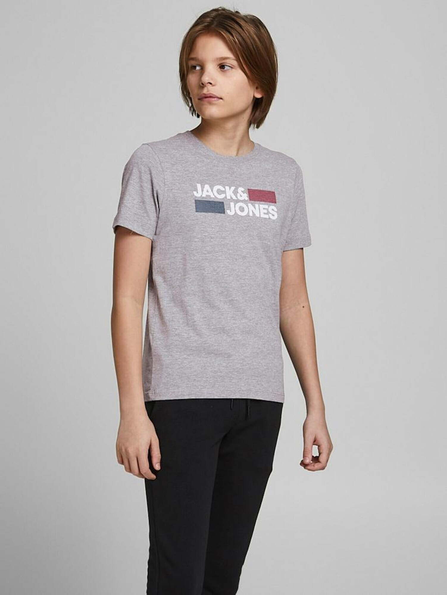 Jack & Jones Junior Tricou bleumarin / gri amestecat / roșu / alb - Pled.ro