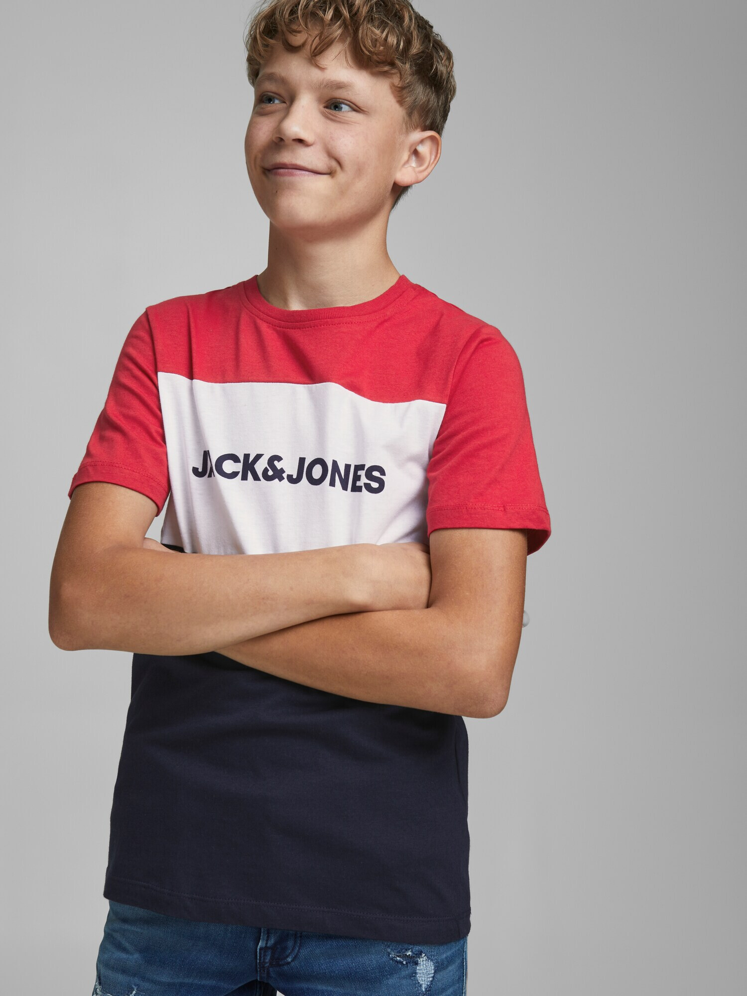 Jack & Jones Junior Tricou bleumarin / roșu / alb - Pled.ro