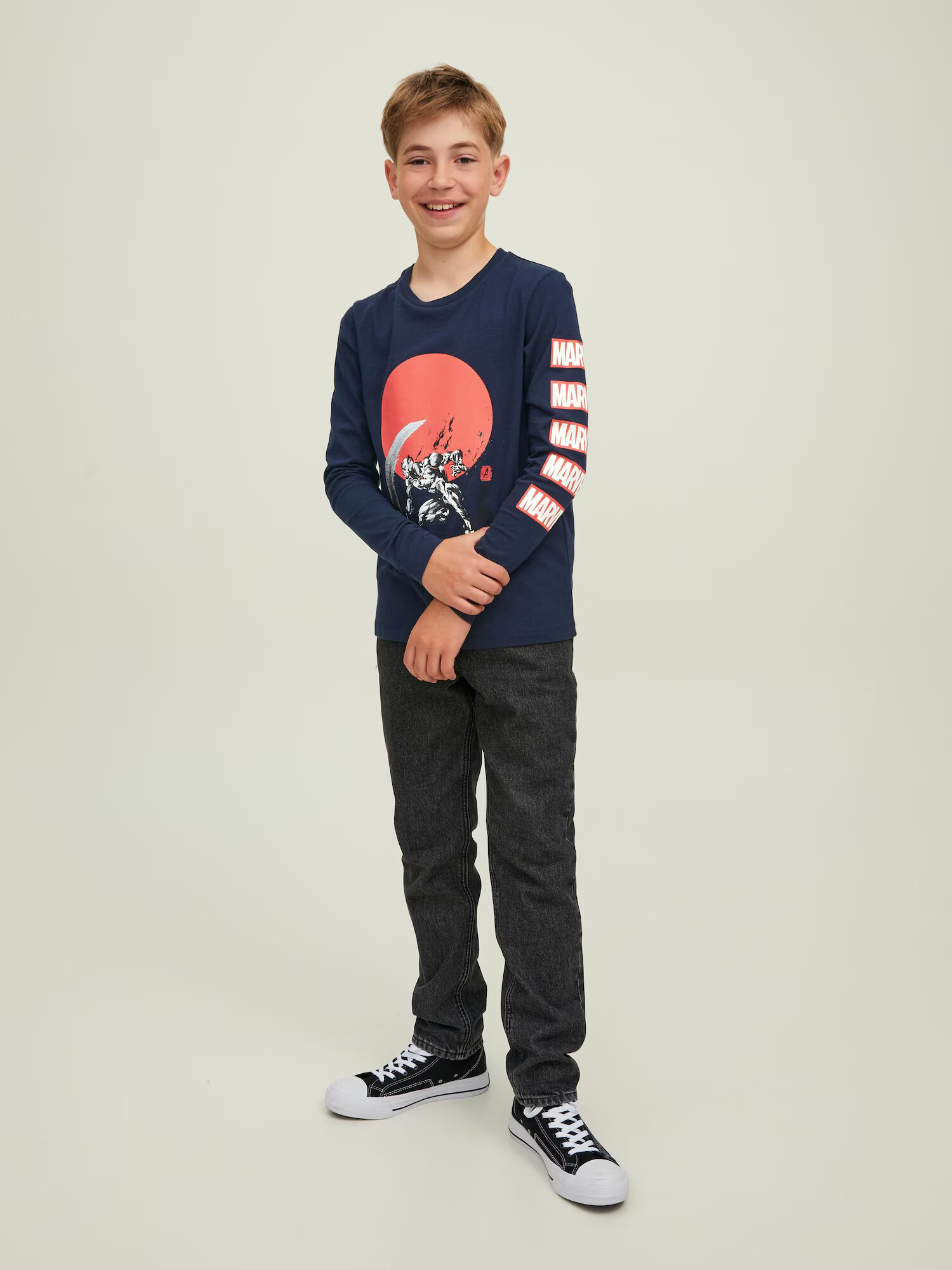 Jack & Jones Junior Tricou bleumarin / roșu deschis / negru / alb - Pled.ro