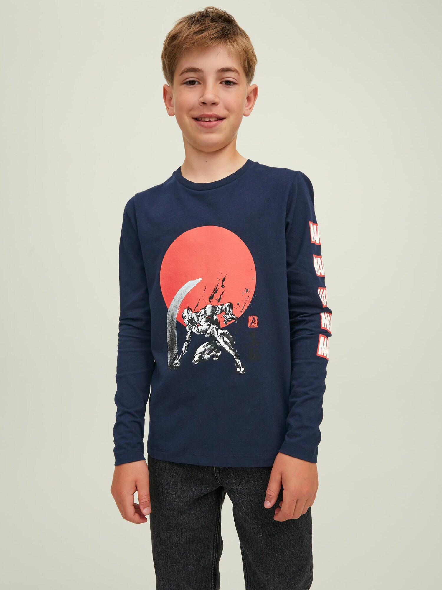 Jack & Jones Junior Tricou bleumarin / roșu deschis / negru / alb - Pled.ro