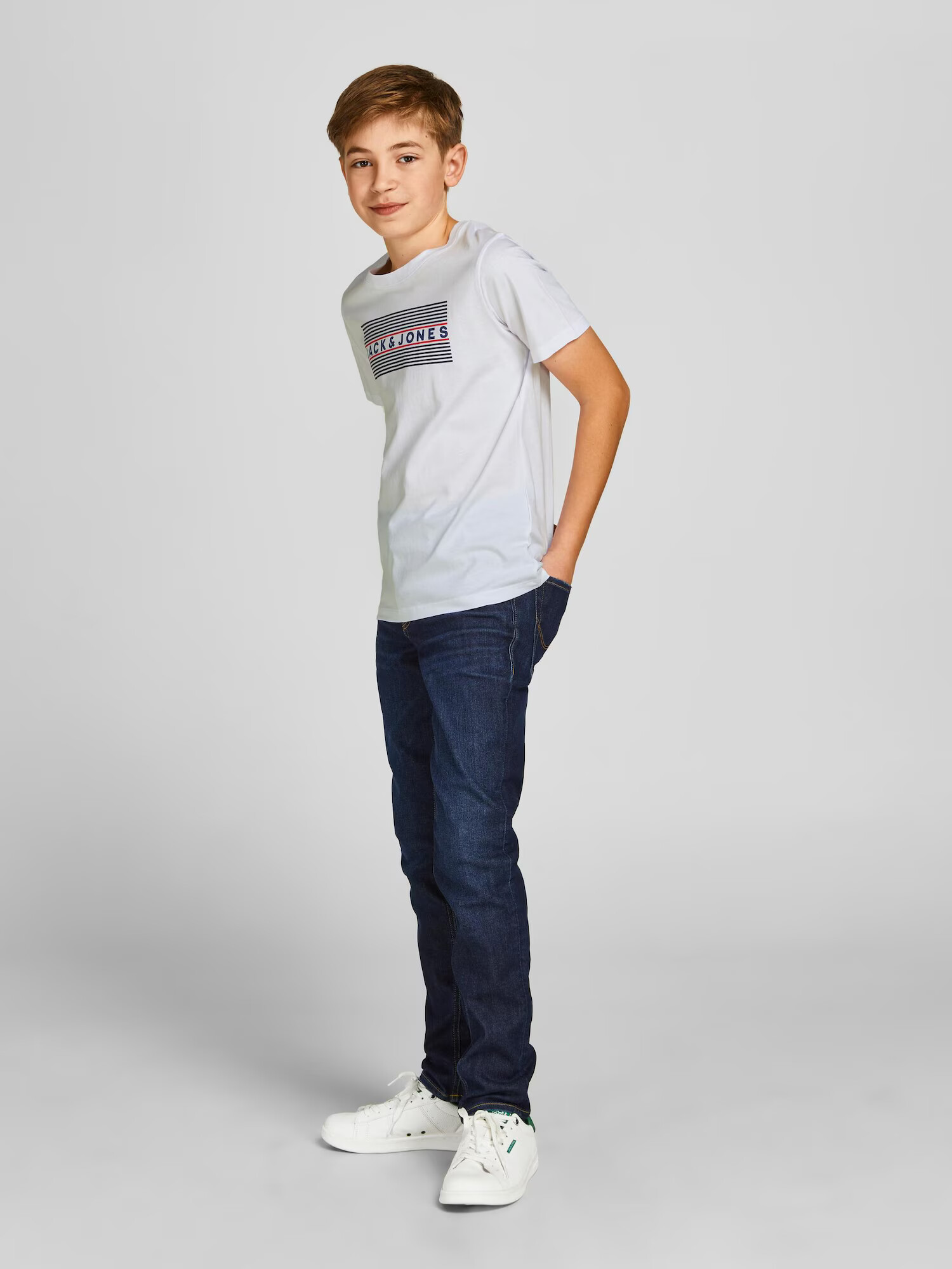 Jack & Jones Junior Tricou bleumarin / roșu rodie / negru / alb - Pled.ro