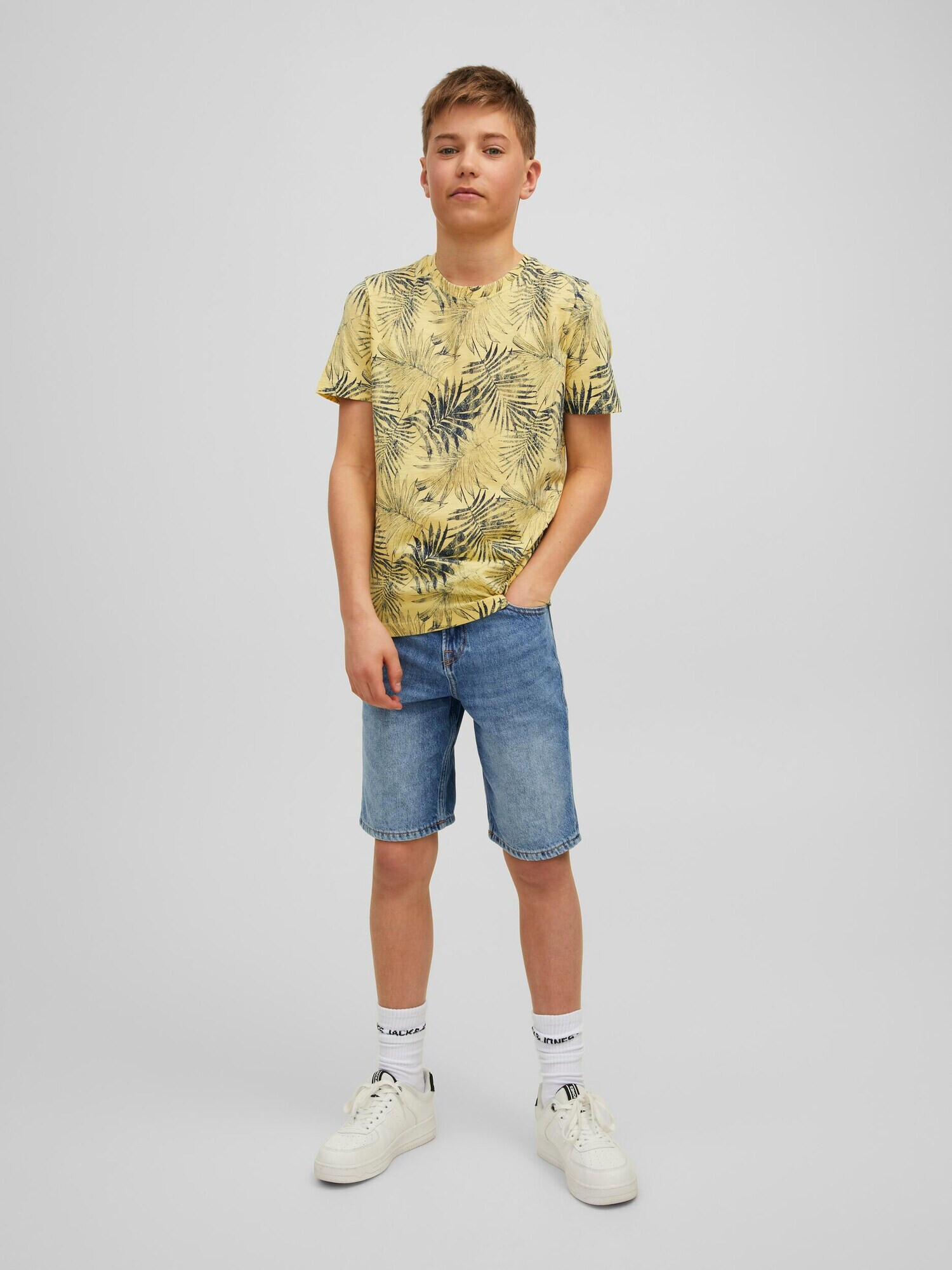 Jack & Jones Junior Tricou 'Bloomer' bleumarin / galben amestecat / gri / negru - Pled.ro