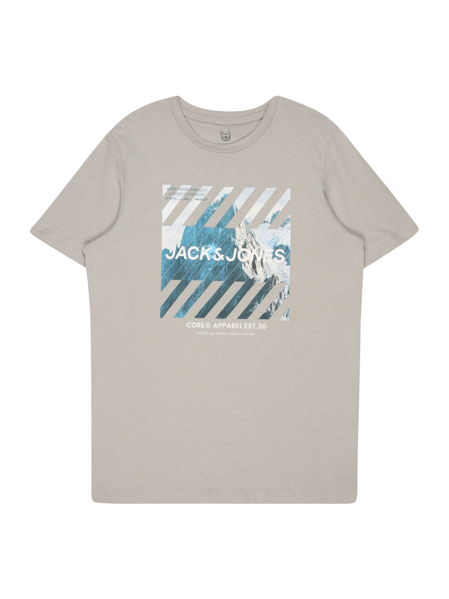 Jack & Jones Junior Tricou 'BOOSTER' cyan / gri piatră / alb - Pled.ro