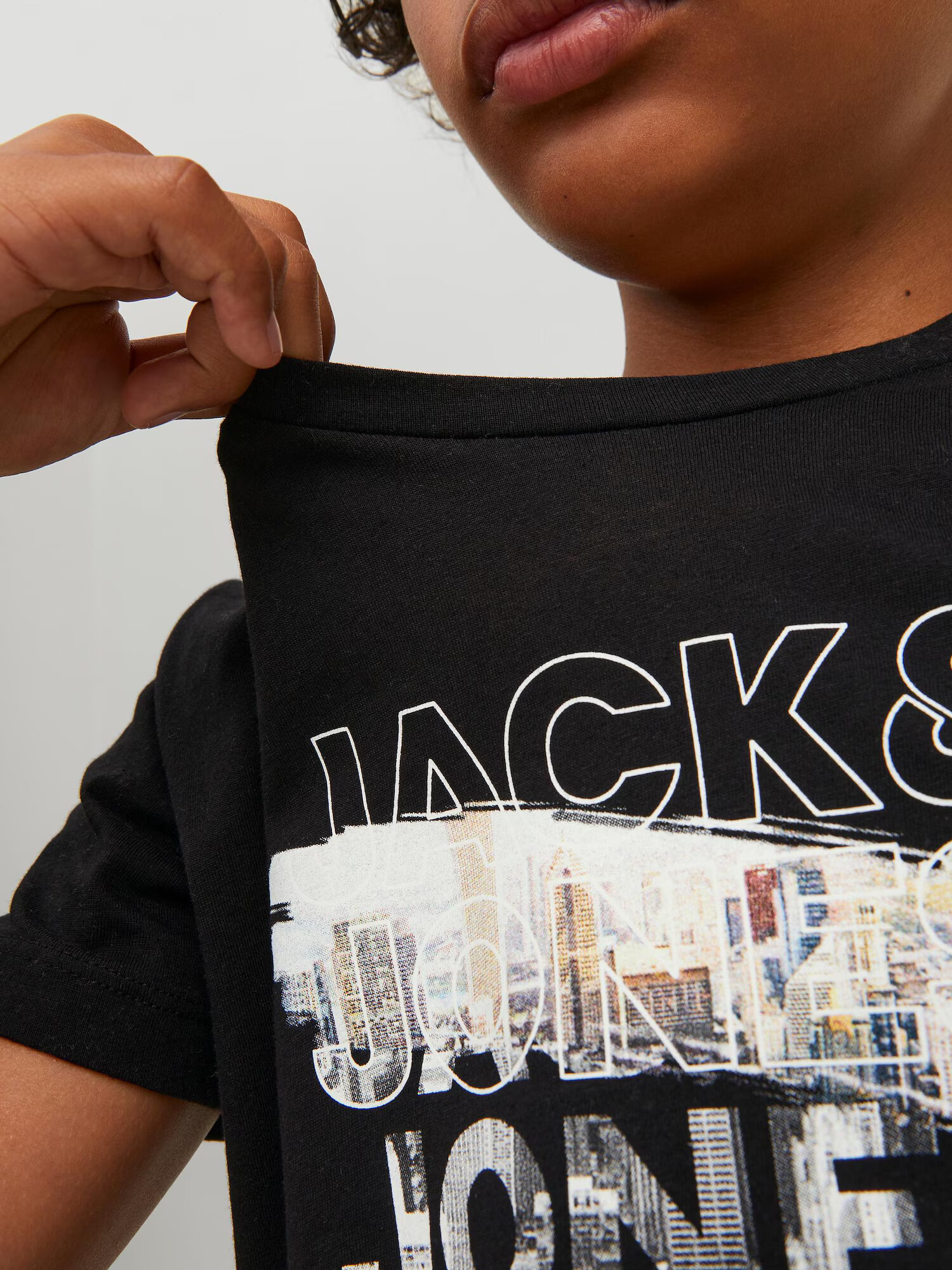 Jack & Jones Junior Tricou 'Booster' gri / portocaliu / negru / alb - Pled.ro